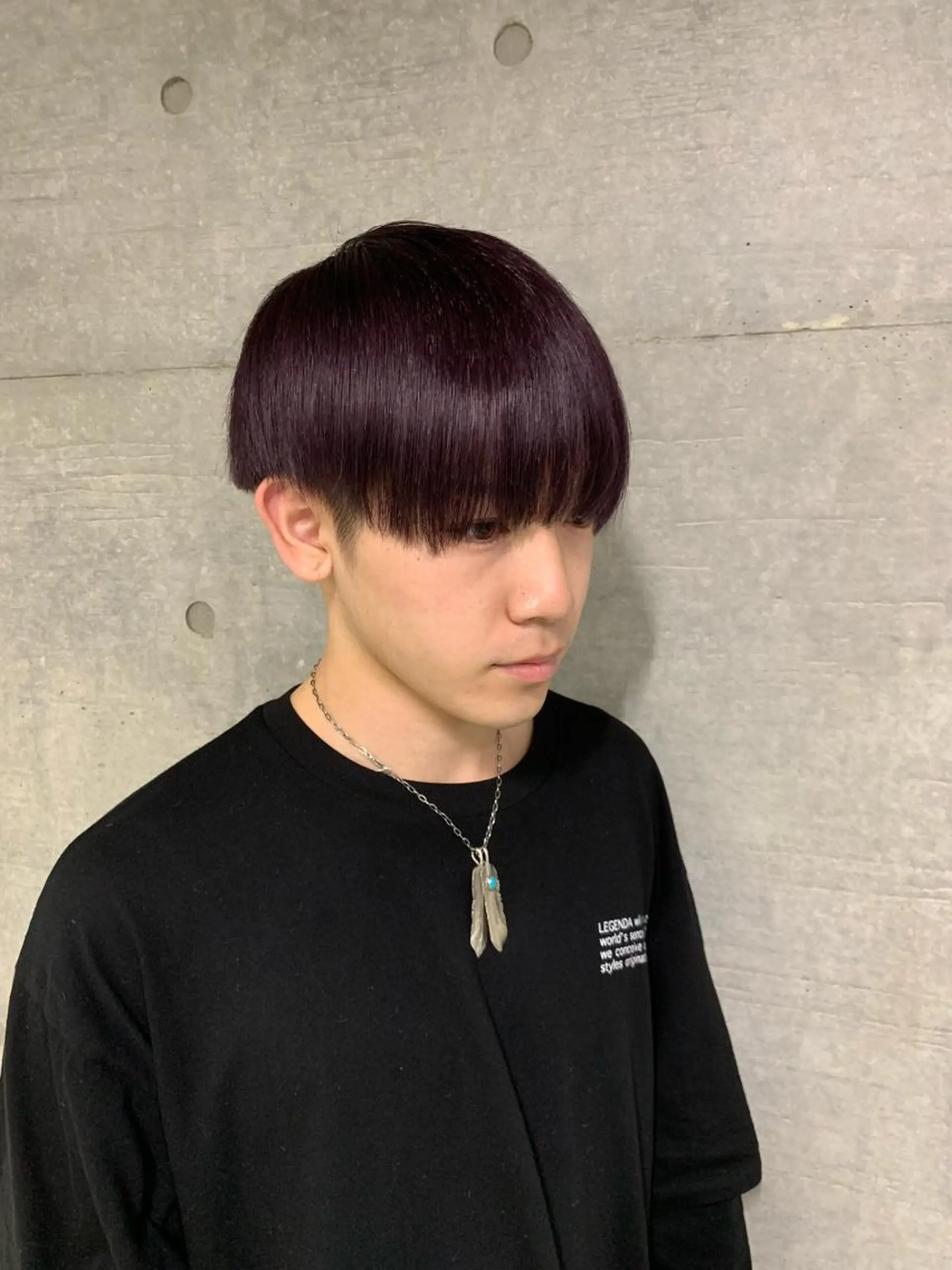 セミロング カラー メンズ パープルカラー THE./ブリーチ 透感カラー/髪質改善のヘアスタイル