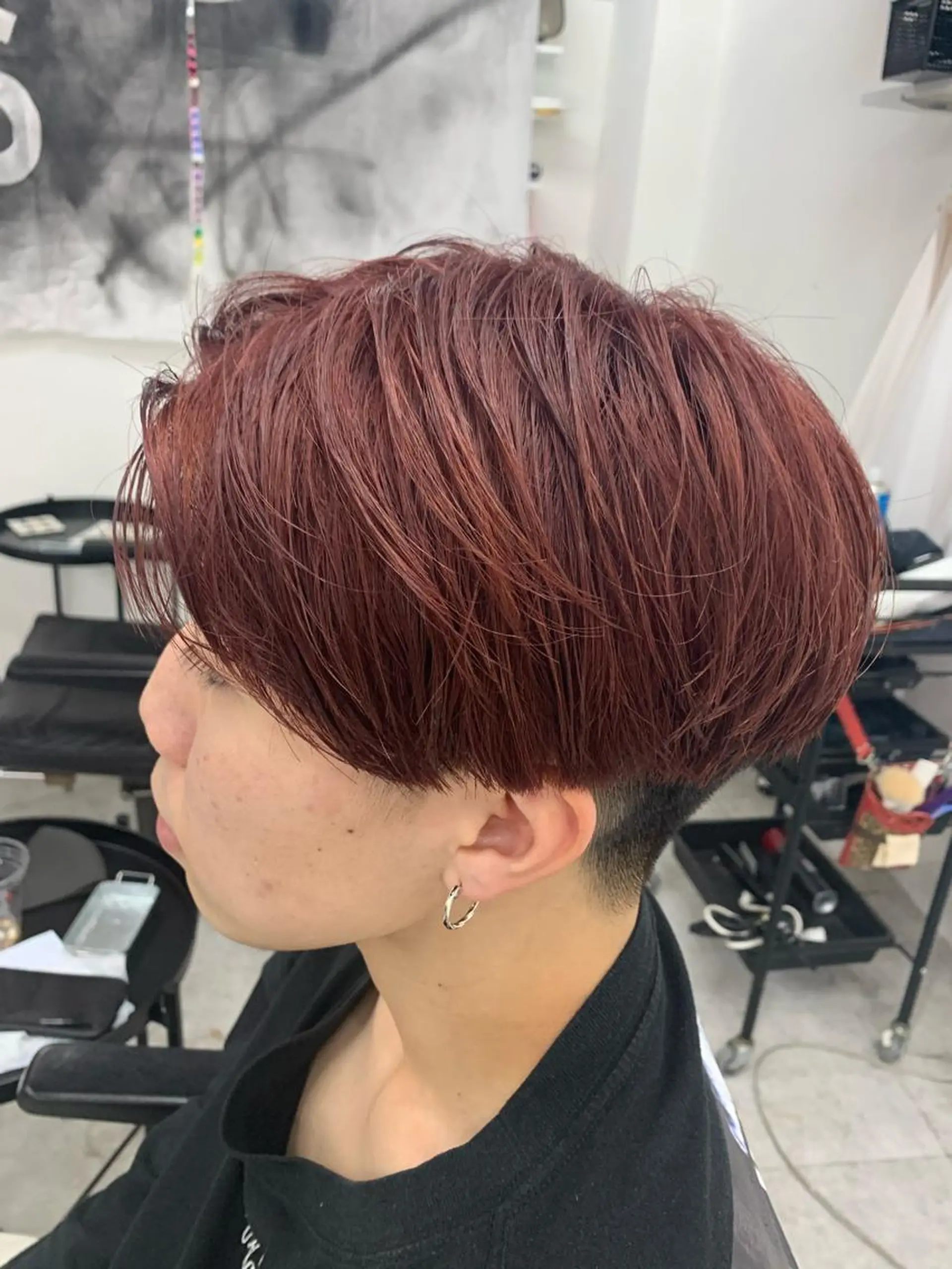 ショート カラー メンズ レッドカラー カット ヘアカラー メンズパーマ/新潟駅 NOBUTA🔥のヘアスタイル