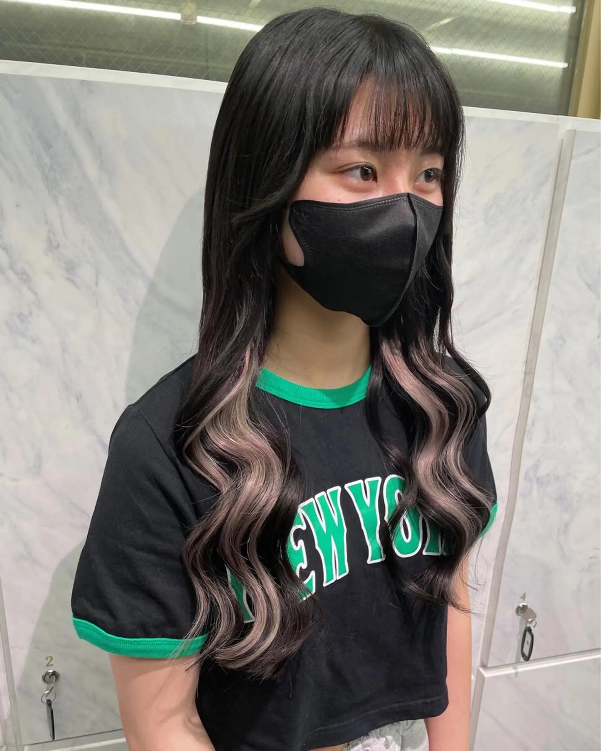 ロング カラー ヘアアレンジ プルエクステ 黒髪 シルバー エクステ ヘアカラー エクステ 🎀プルエクステ みまひかる🎀のヘアスタイル