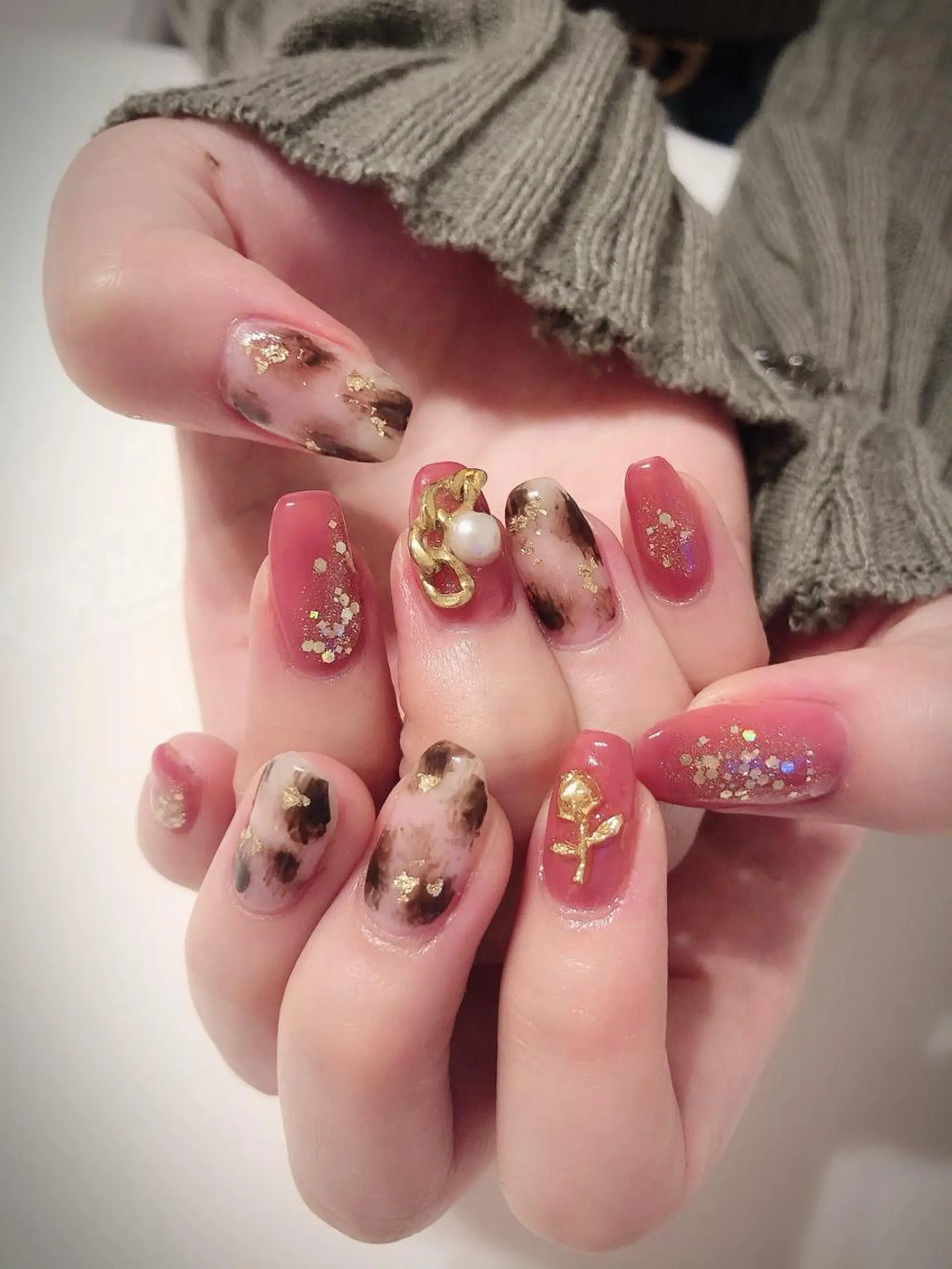 ネイル アニマル柄 ピンク ハンドネイル * haruのネイルデザイン