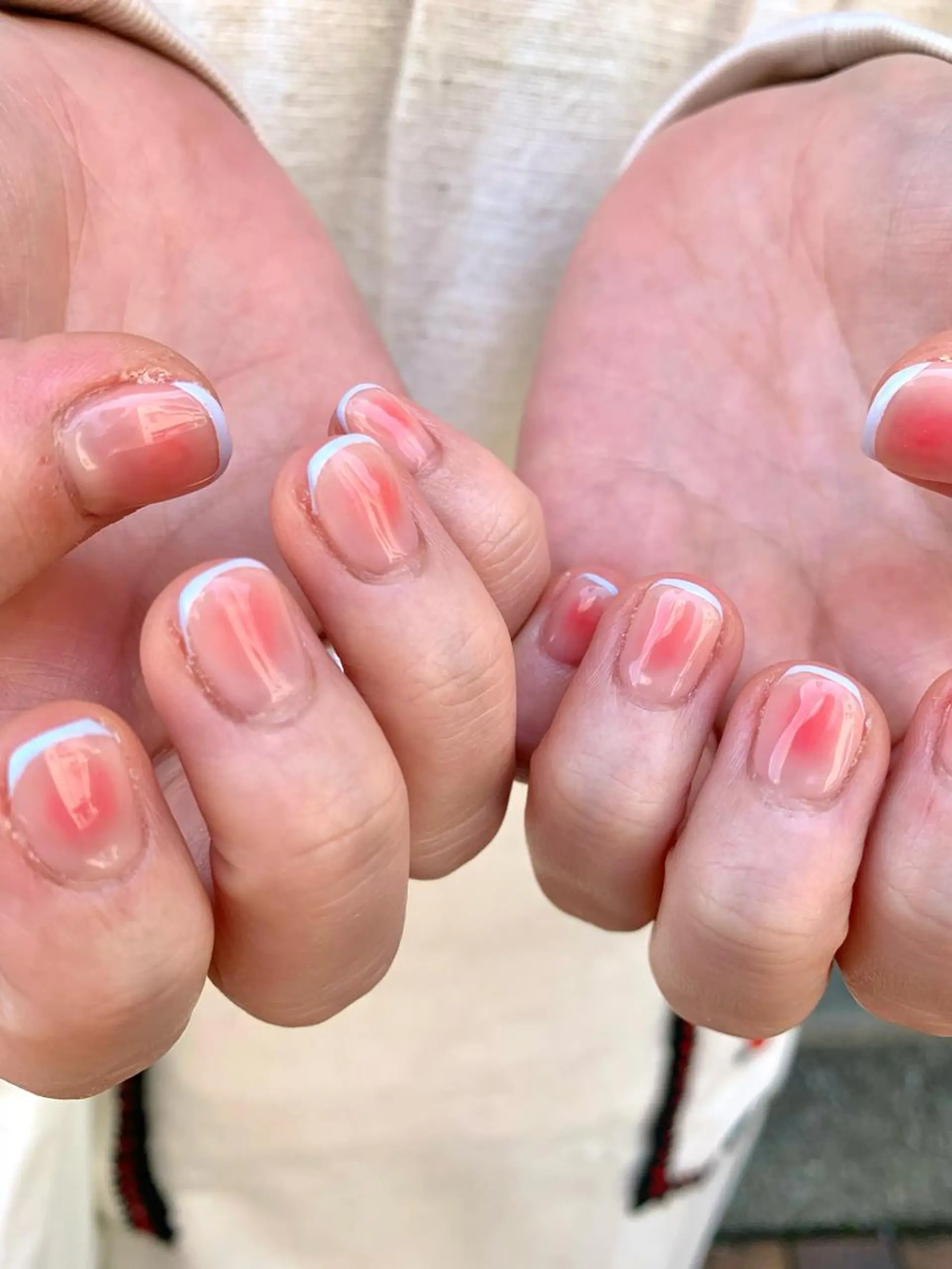 ネイル チークネイル フレンチネイル 水色 ハンドネイル Kureha/ネイル トレンドヘアのマツエク・マツパデザイン