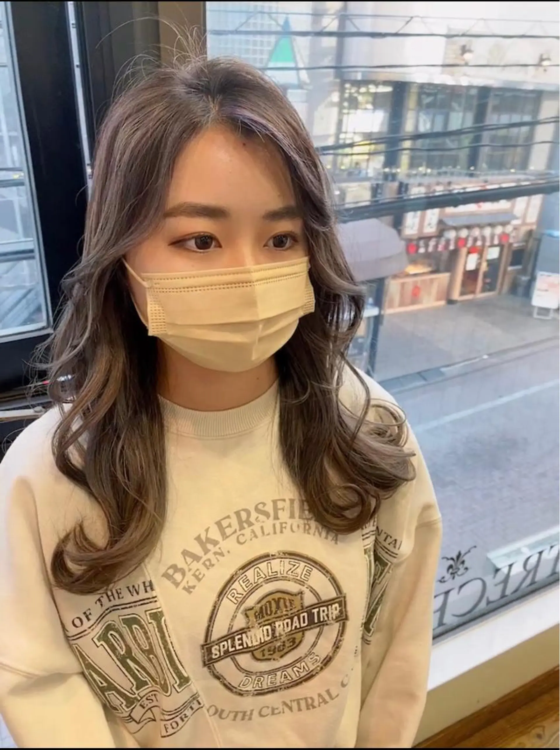 ロング カラー レイヤーカット ワンホンレイヤー 韓国ヘア🇰🇷 スズキのヘアスタイル