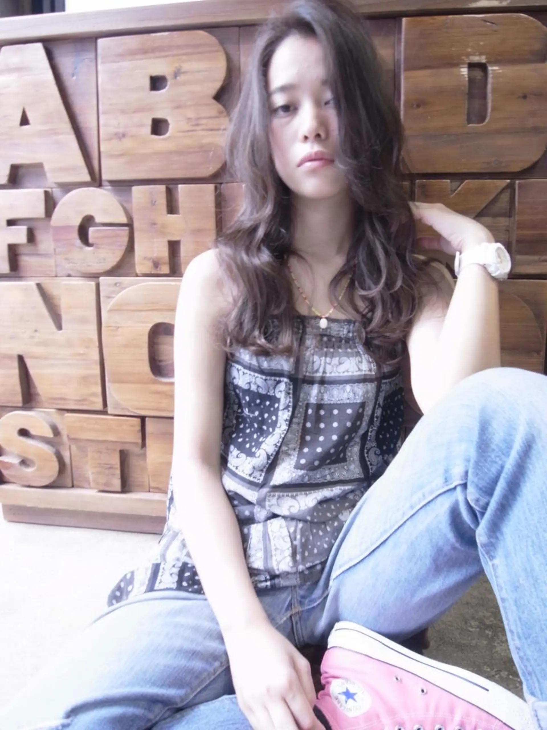 ロング カラー ダークグレー ダークグレージュ グレージュ ハイライトカラー ハイライト 北條 優輝のヘアスタイル