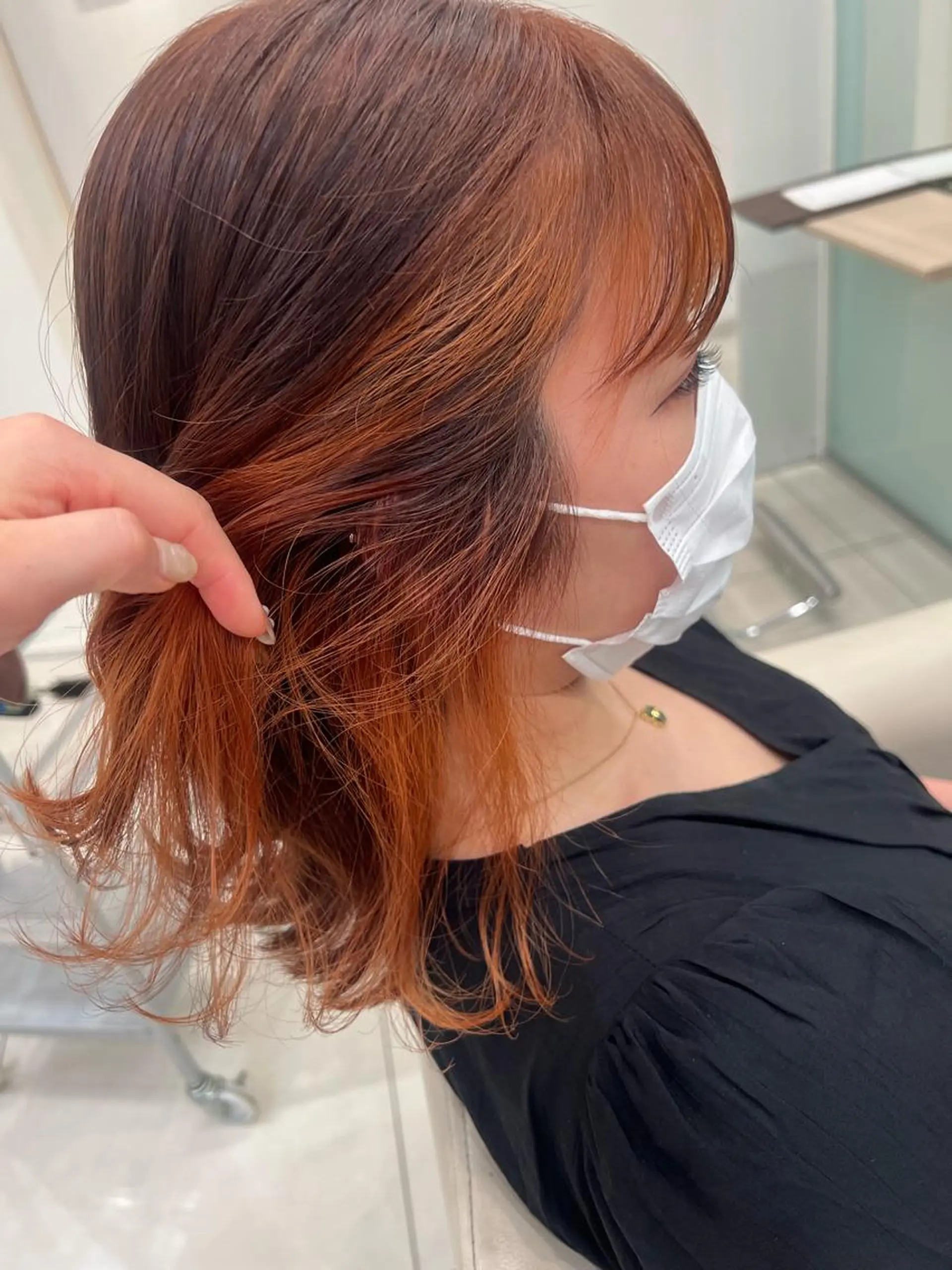 ミディアム カラー イヤリングカラー オレンジ 杉山 舞のマツエク・マツパデザイン