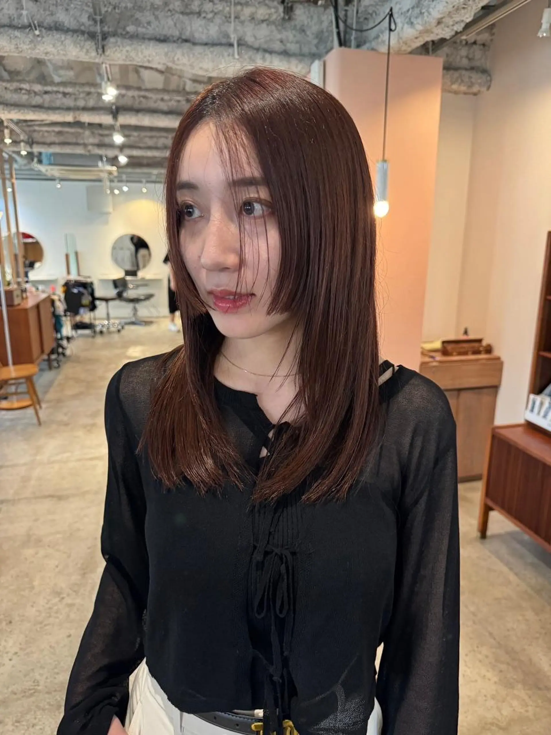 カラー パーマ ミディアム ショートボブ ミディアムパーマ アディクシーカラー ブリーチ ケアブリーチ カット ヘアカラー トリートメント CEINE OURのヘアスタイル