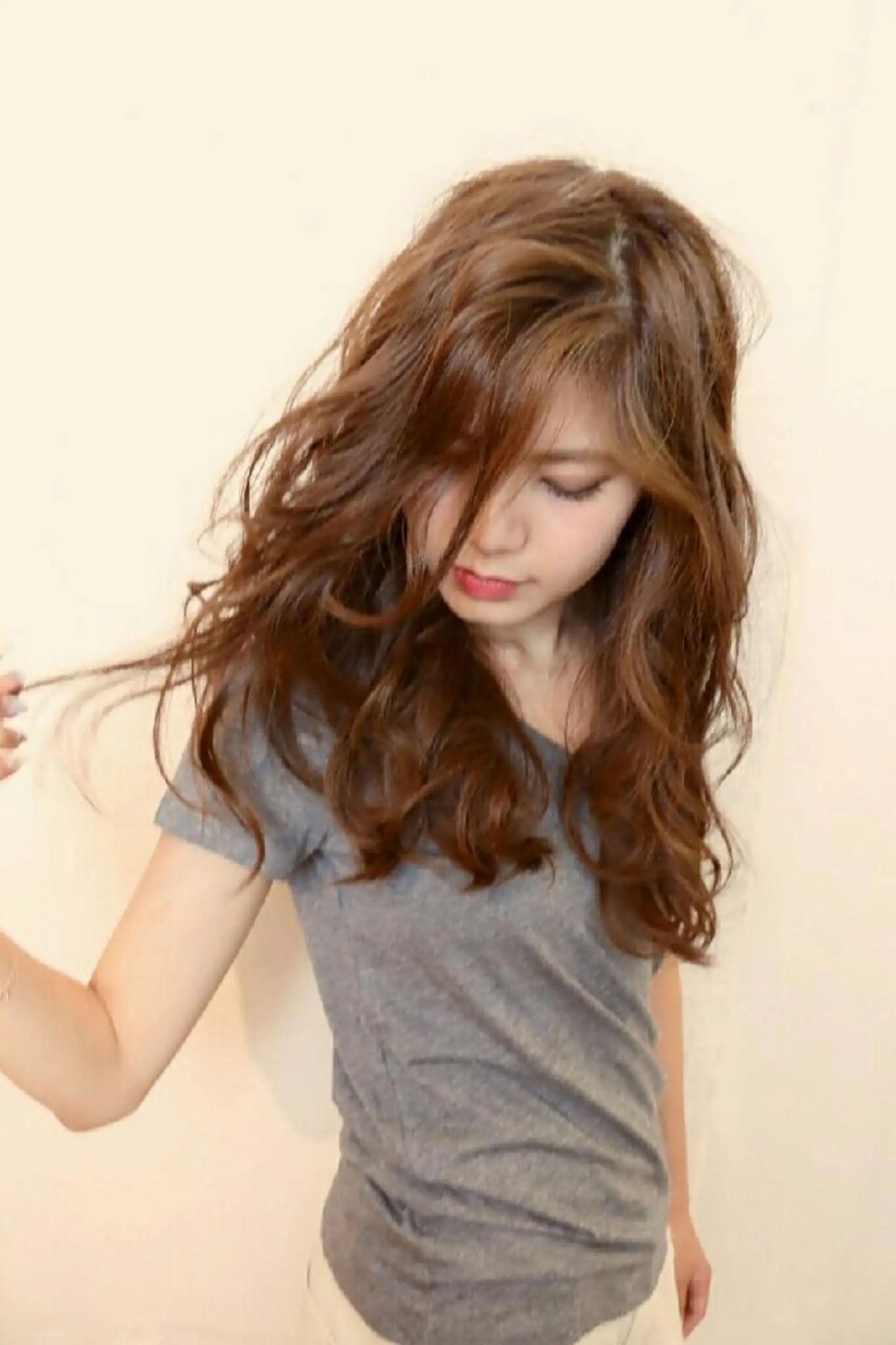 セミロング パーマ カラー レイヤーカット ローレイヤー takk design labのヘアスタイル