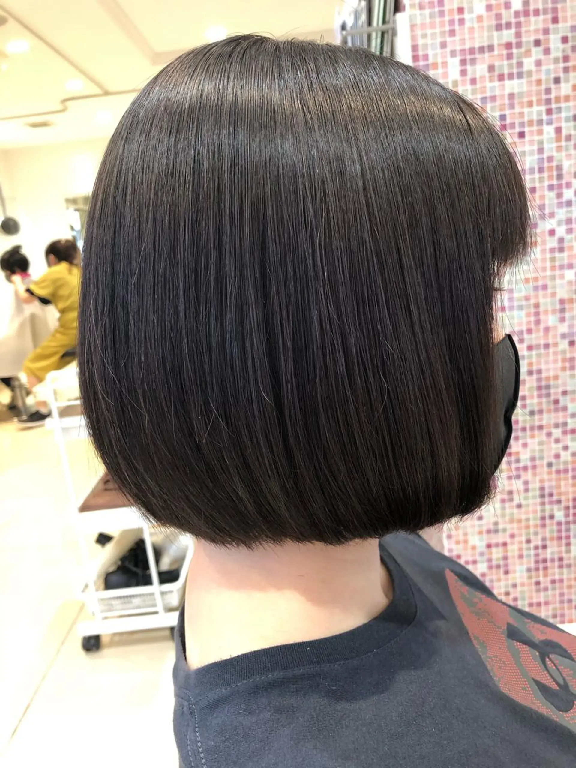 ミディアム パーマ カット 縮毛矯正 カジサ ケイコのヘアスタイル