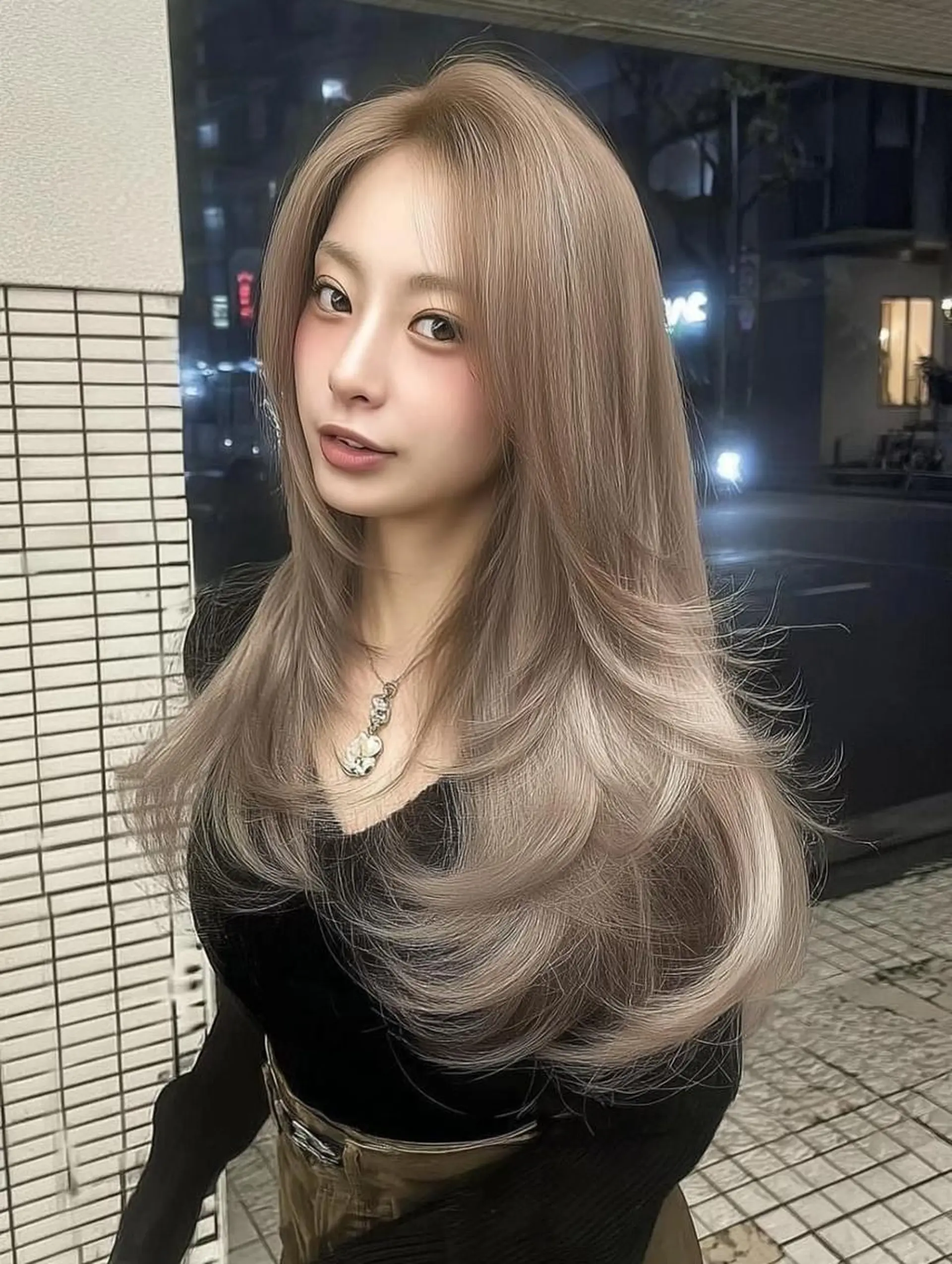 ロング カット ヘアカラー 酸性ストレート/ 髪質改善/イソヤトモのヘアスタイル