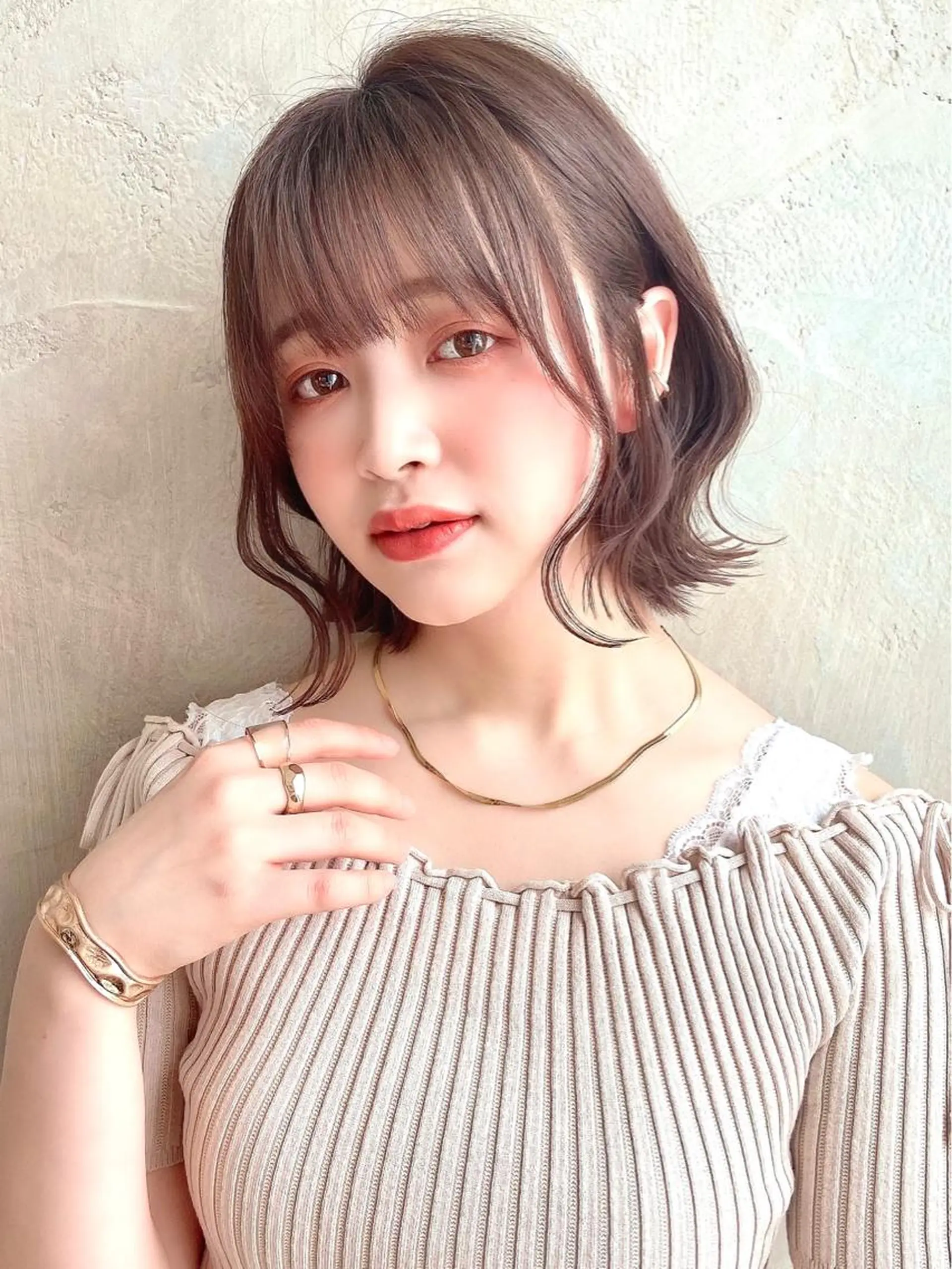 ミディアム カラー パーマ ヘアアレンジ くびれヘア 🌈小顔似合わせ SHIHO🌈のヘアスタイル