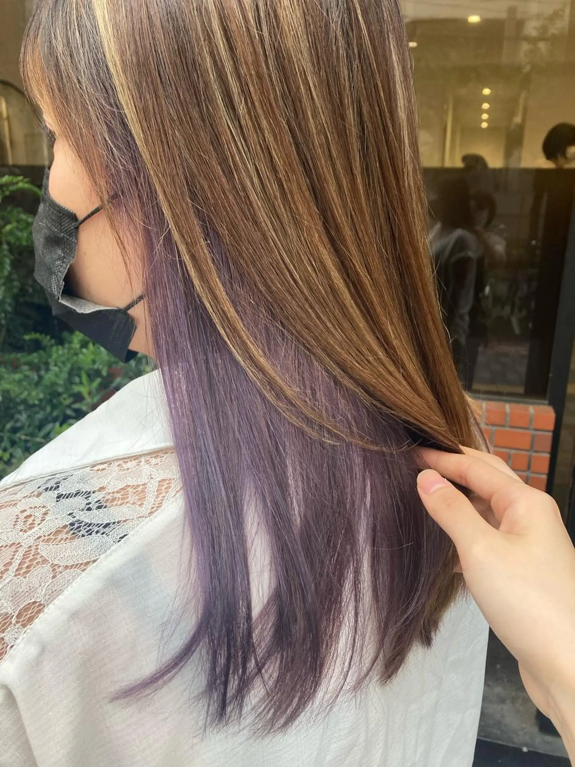 セミロング カラー パープルカラー ミルクティー量産💙 💙ブリーチ特化💙のヘアスタイル