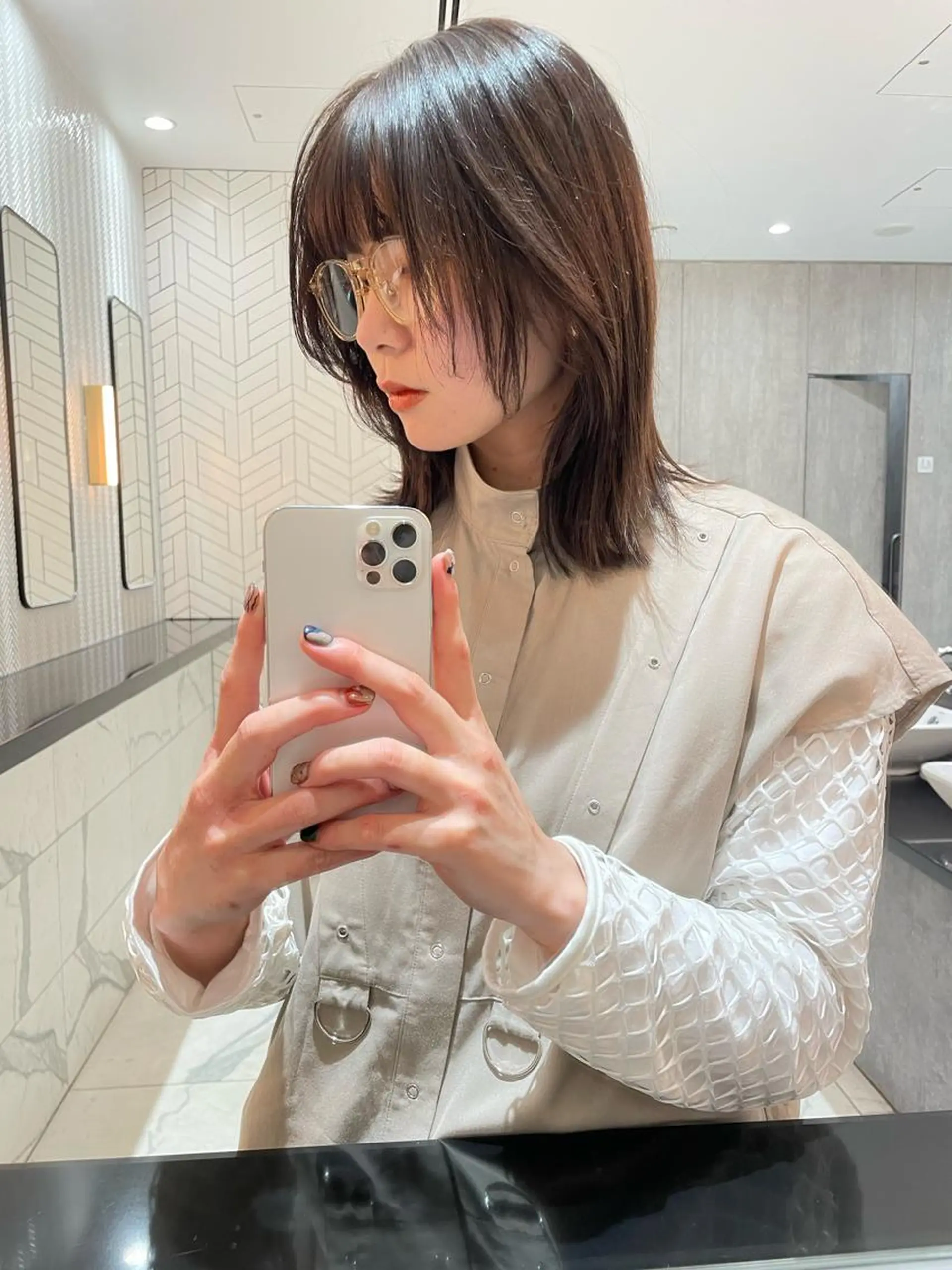 ミディアム 顔周りカット レイヤーカット 似合わせ♡レイヤー/ 暖色艶カラー/moeのヘアスタイル