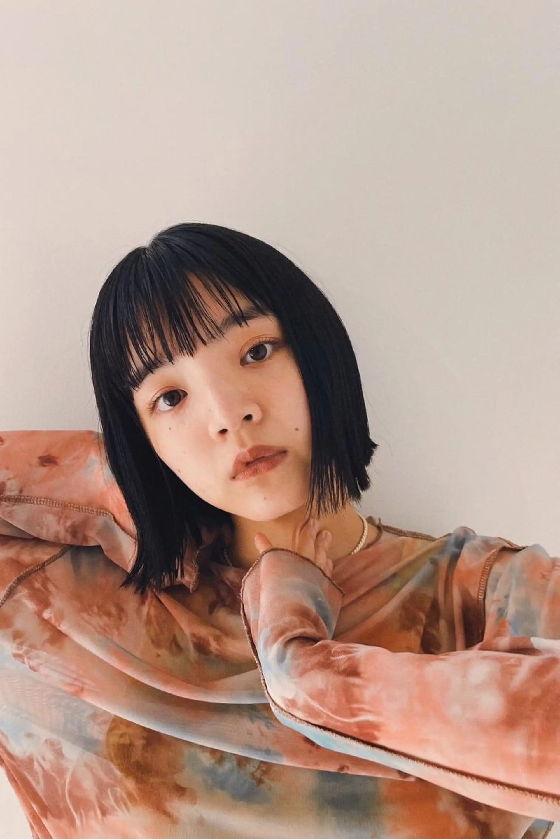 ミディアム カラー パーマ ショートボブ ミディアムパーマ アディクシーカラー ブリーチ ケアブリーチ ヘアカラー トリートメント CEINE OURのヘアスタイル