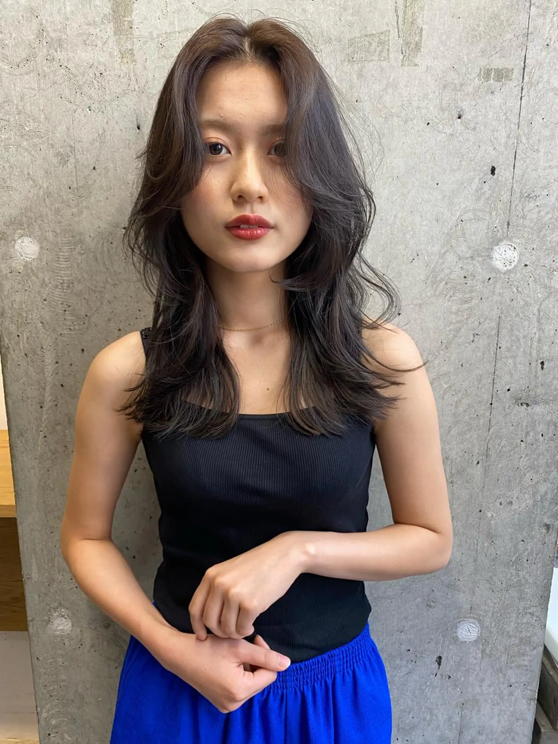 セミロング カラー くびれヘア レイヤーカット Pia ツボイ ケイタのヘアスタイル