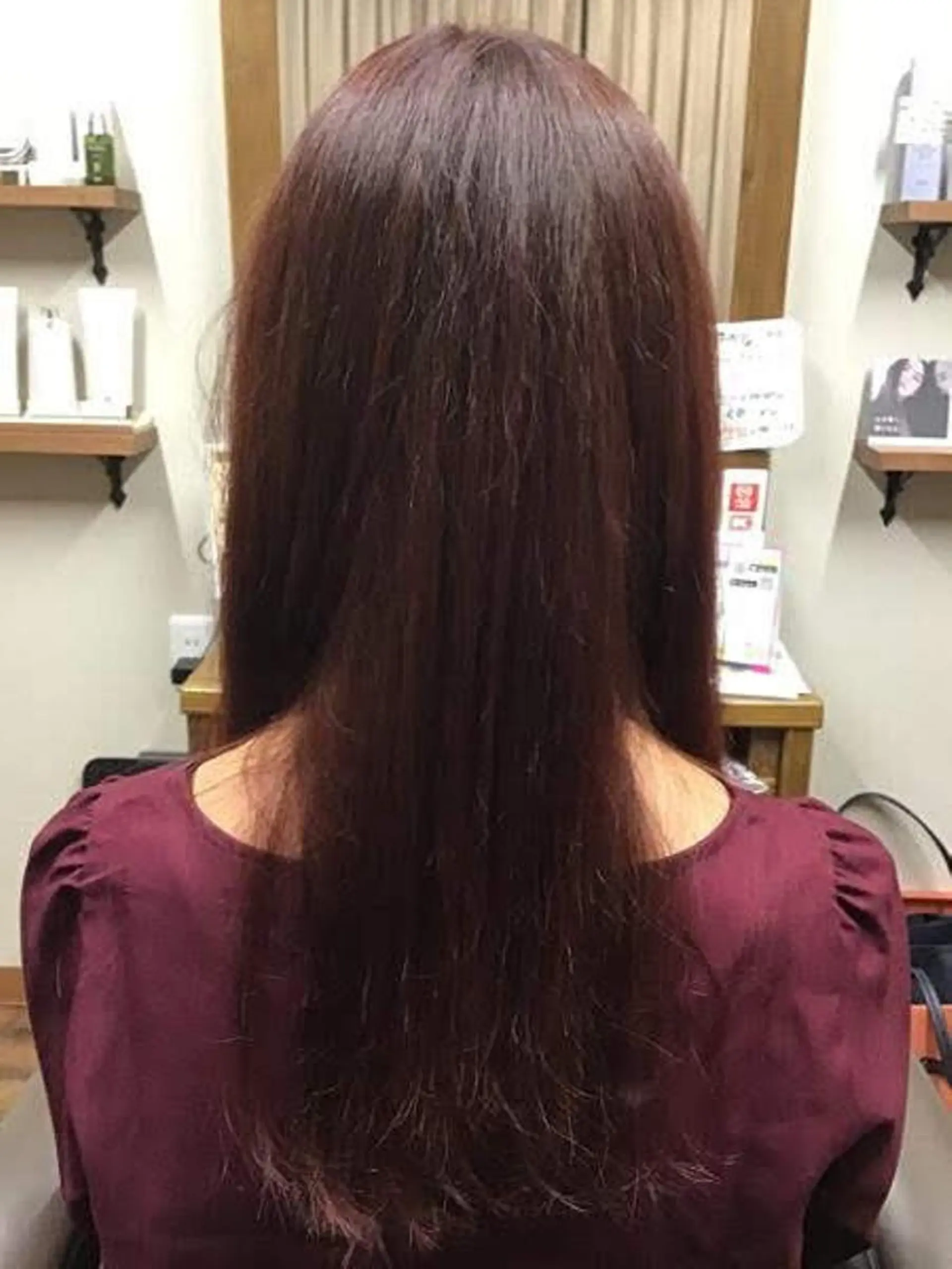 ロング カラー オレンジ オレンジレッド レッドカラー カット パーマ トリートメント ヘッドスパ さっち  のヘアスタイル