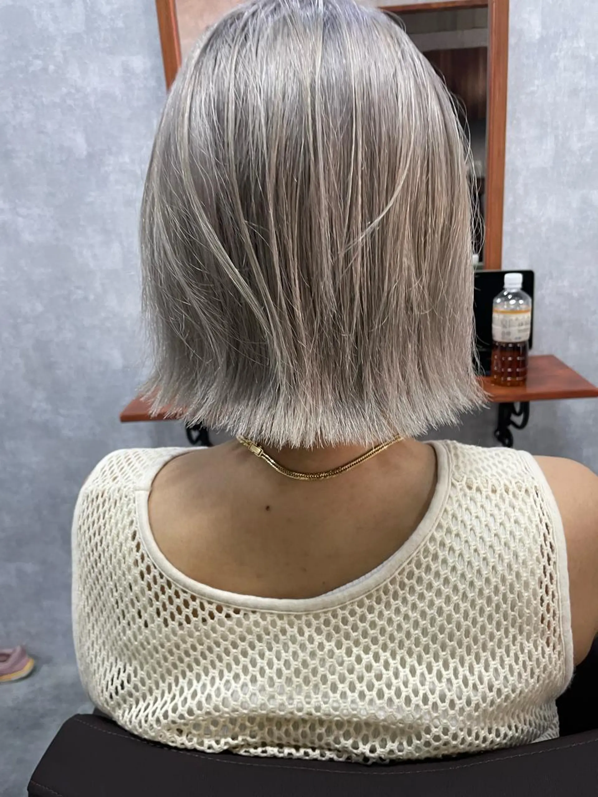 ショート アッシュ 韓国風カラー ボブ ハイライト 韓国風ヘア andKおもろまち店 艶ダブルカラー✨のヘアスタイル