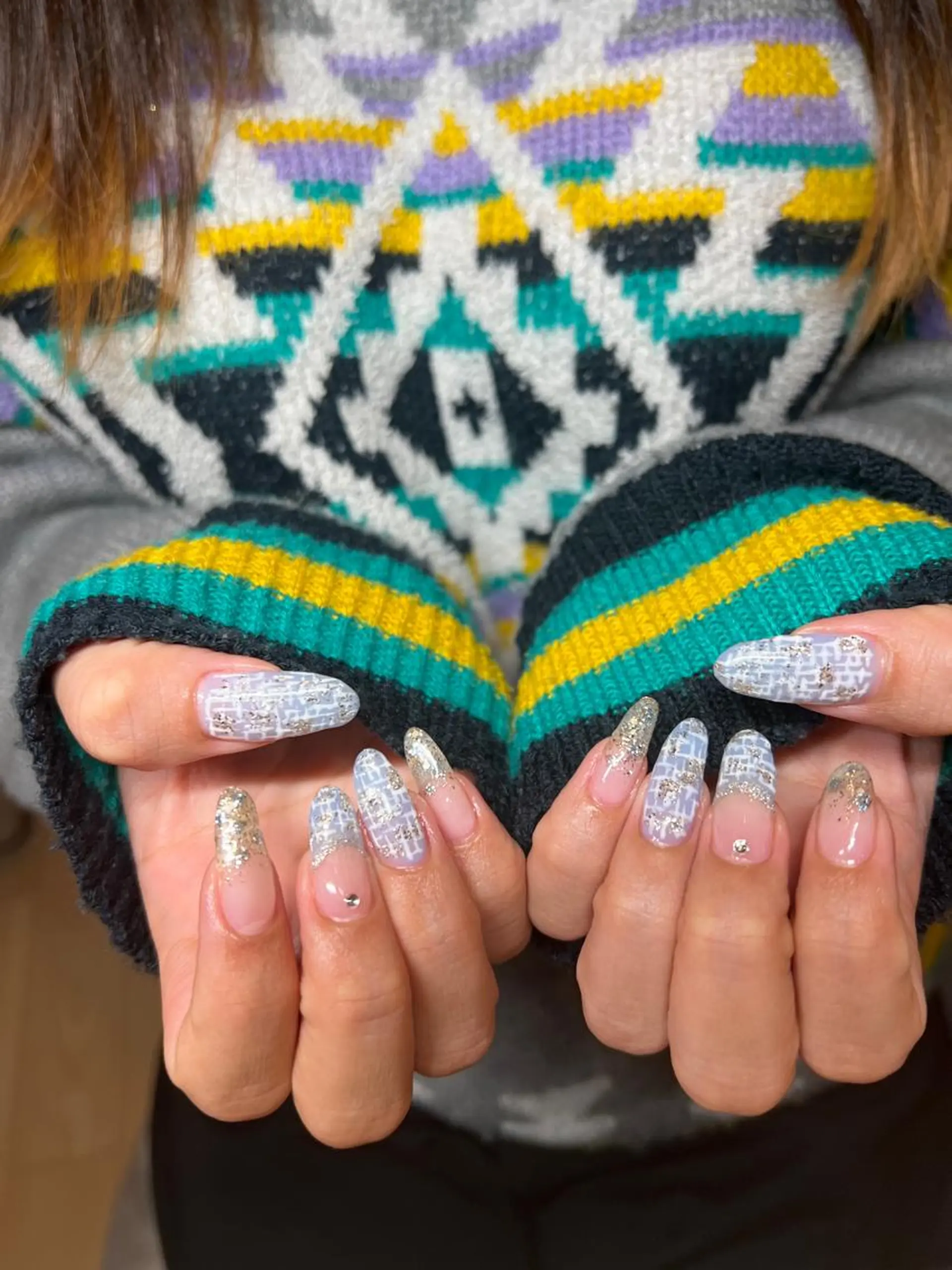 ネイル グラデーション ラメ(グリッター) ラメグラデーション ツイードネイル ハンドネイル salon Lilyのネイルデザイン