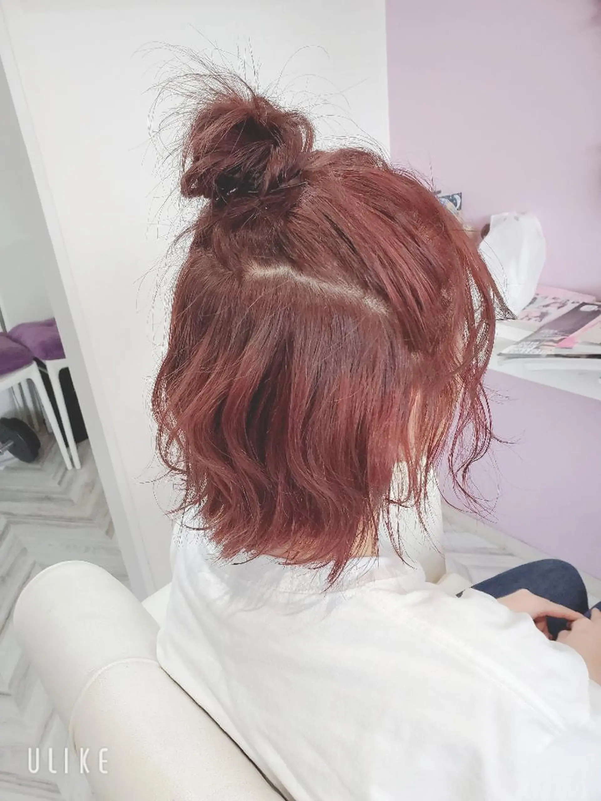 ミディアム ヘアアレンジ カラー お団子ヘア ブラウンカラー レッドカラー レッドブラウン ナカシマ  アユミのヘアスタイル