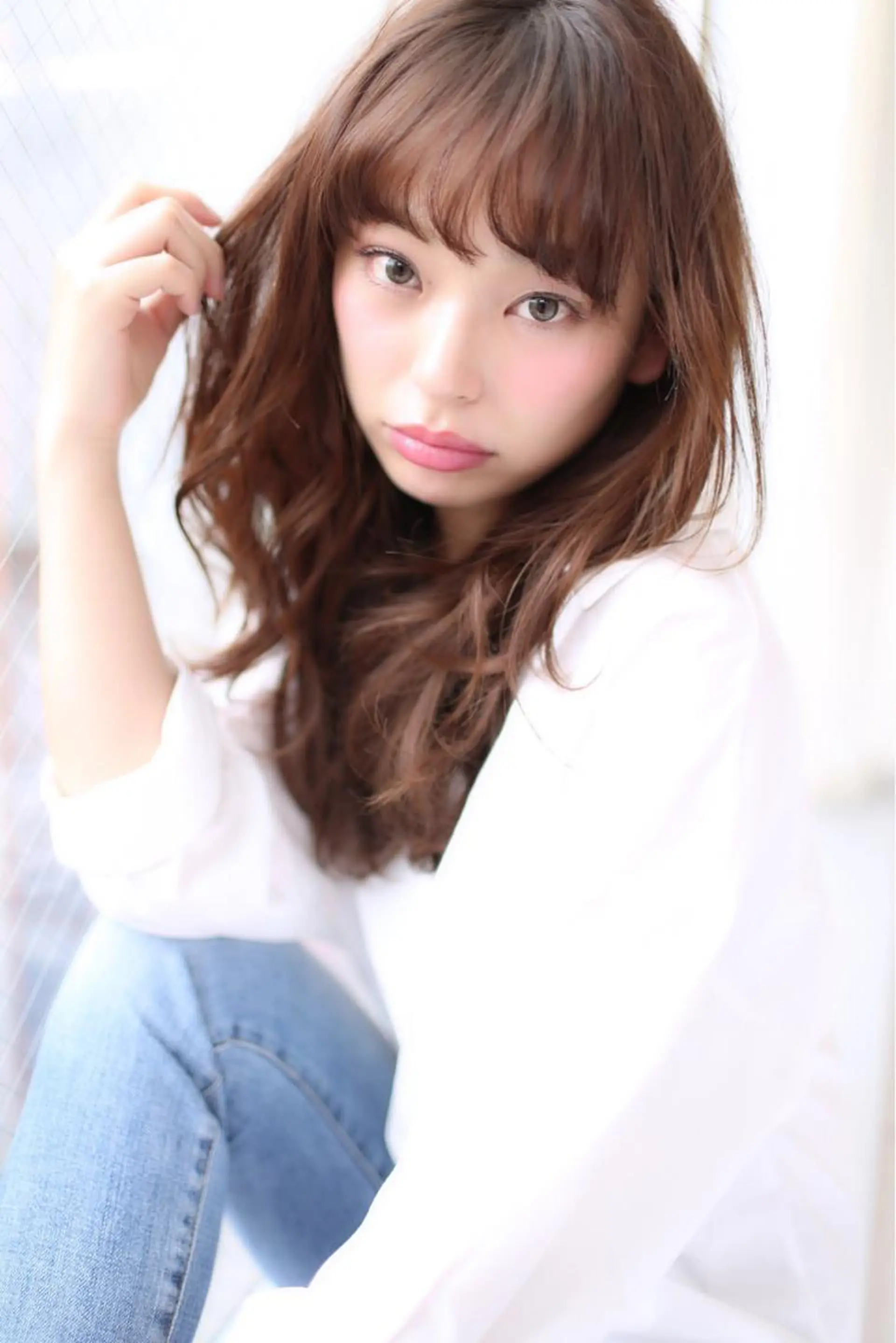 ロング カラー パーマ アッシュ ベージュカラー ロング 可愛いを作る神 ナオヒロのヘアスタイル