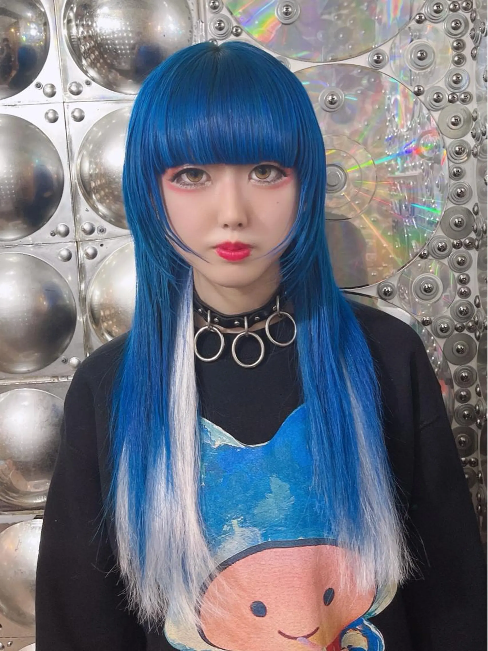 ロング カラー ヘアアレンジ ブルーカラー 🌈派手髪エクステ ブレイズ🌈ひろとのヘアスタイル