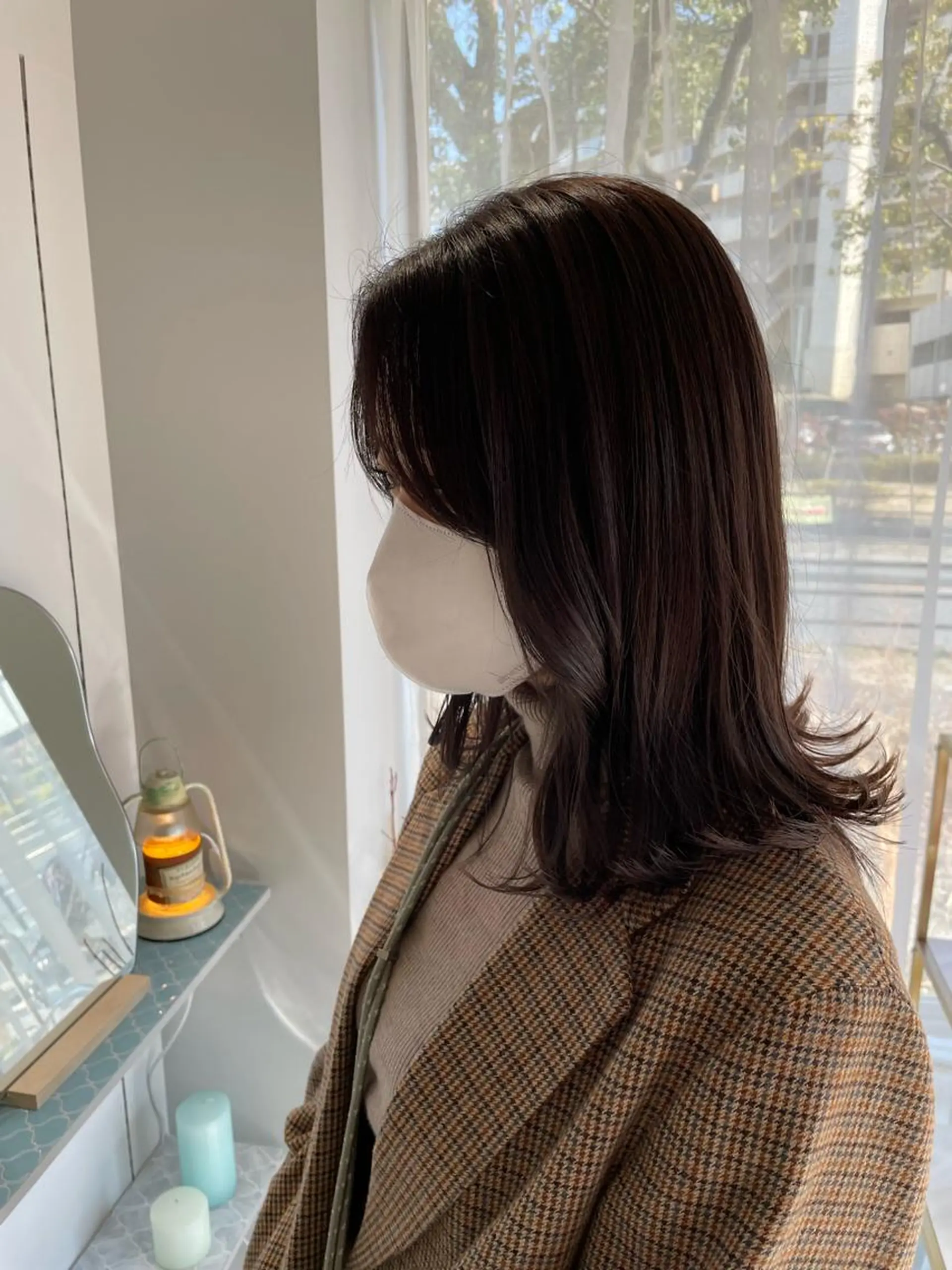 ミディアム カラー ダークグレー ダークグレージュ グレージュ 髪質改善×美髪矯正 艶髪カラー　阪口のヘアスタイル