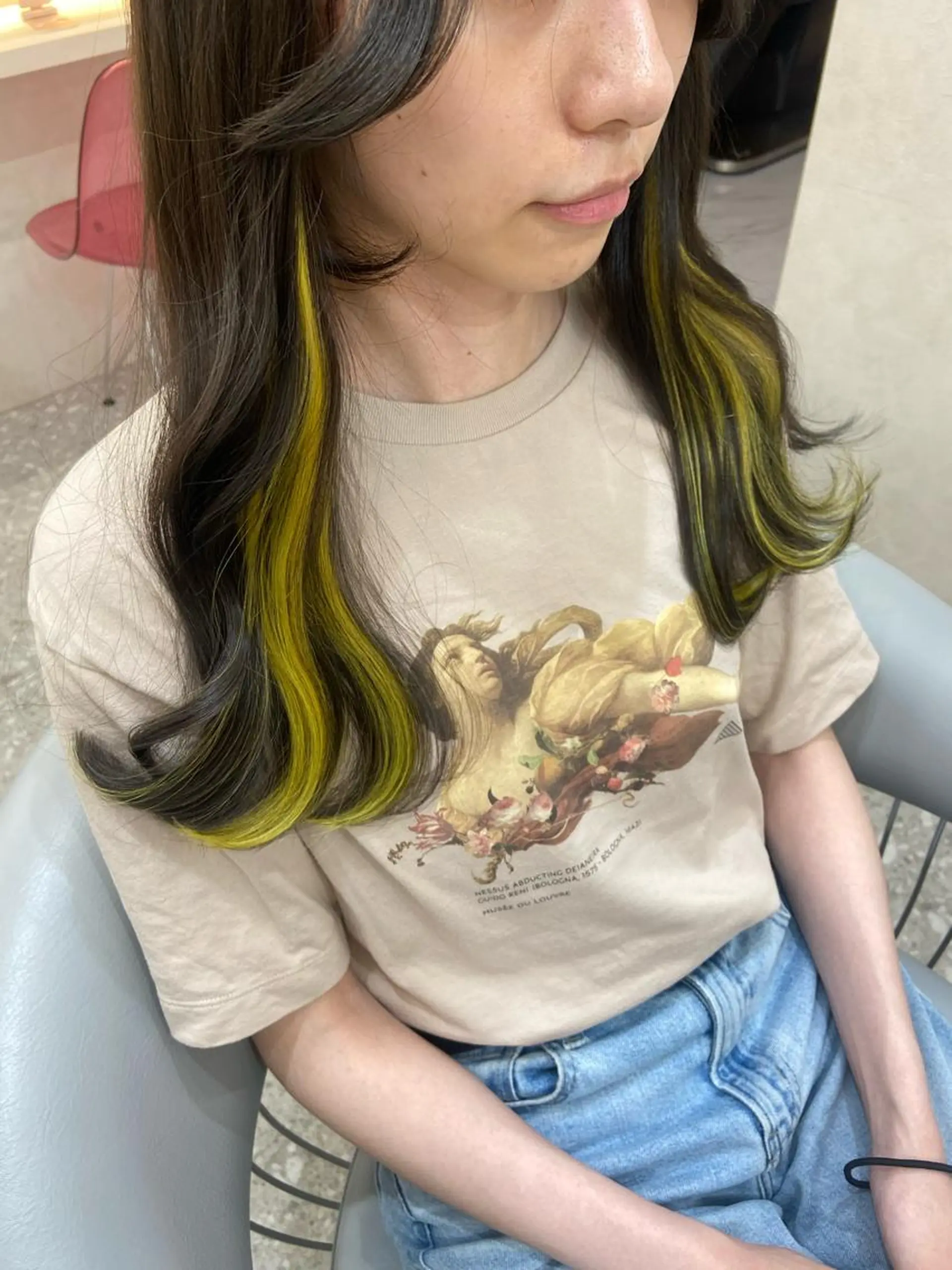 ロング シールエクステ ケアカラー ピンクブラウン エクステ 韓国風ヘア 新宿/韓国ヘア 中明度カラー/かやのヘアスタイル