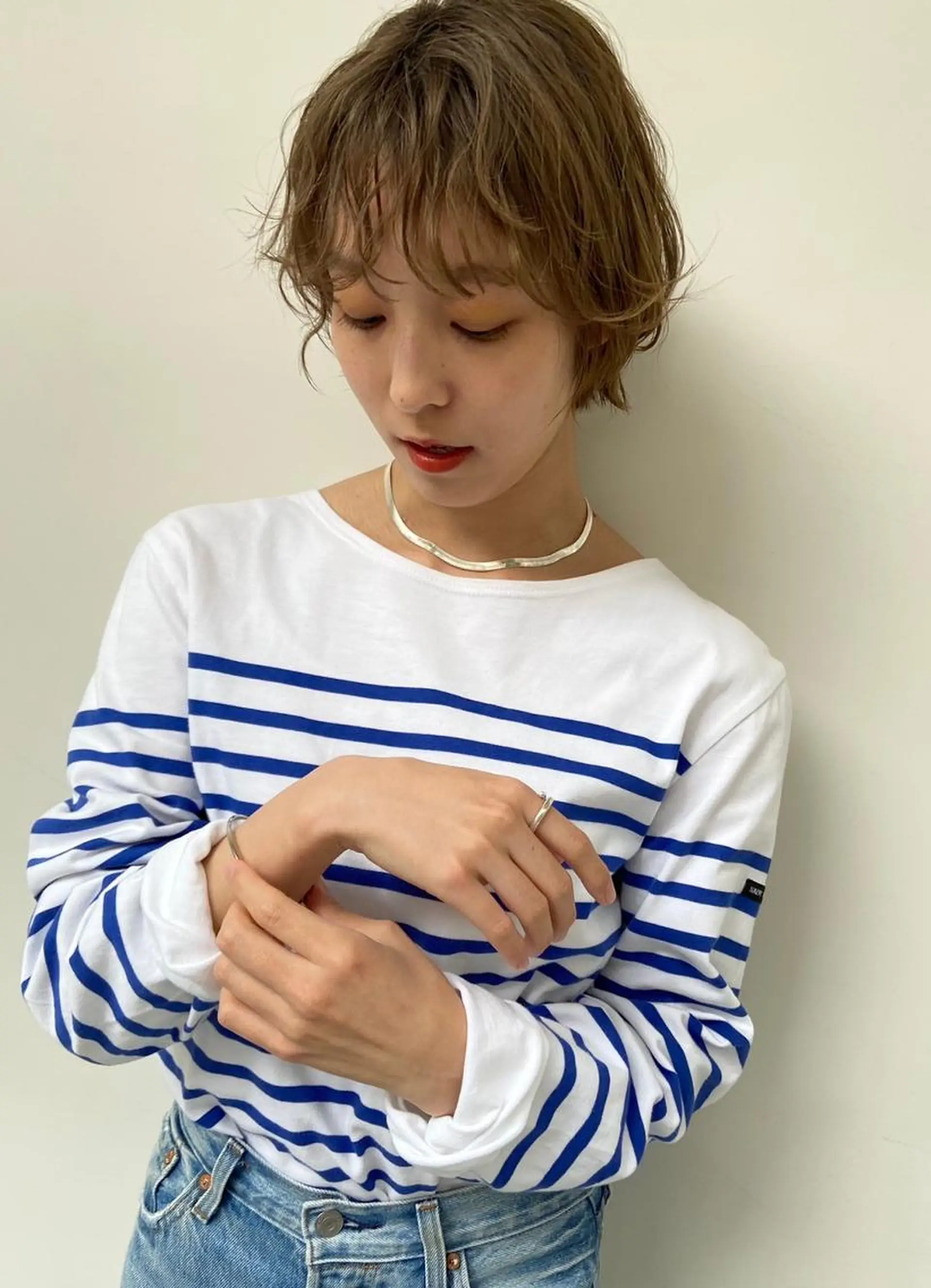 ミディアム パーマ カラー ミディアムパーマ ダブルカラー グラデーションカラー ハイライトカラー イルミナカラー CEINE PATHのヘアスタイル