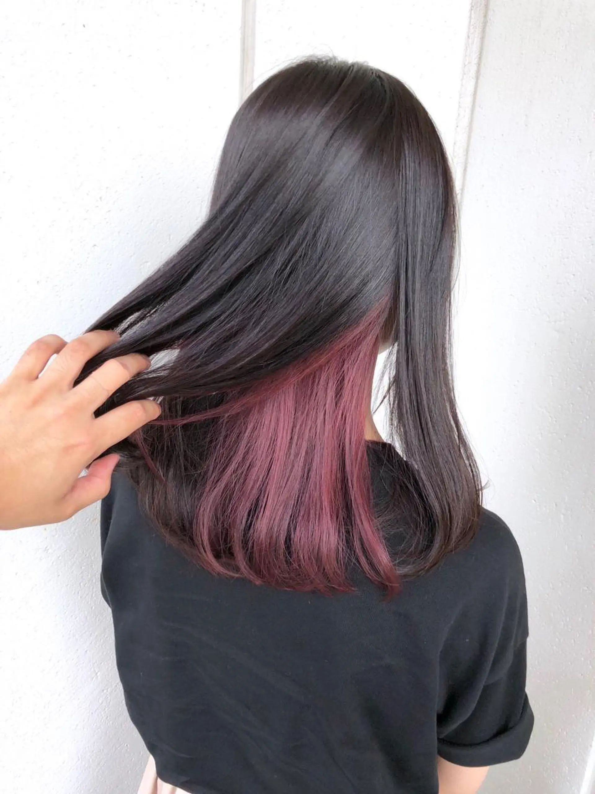 セミロング カラー ヘアアレンジ ピンクカラー ピンクパープル パープルカラー 境 健助のヘアスタイル