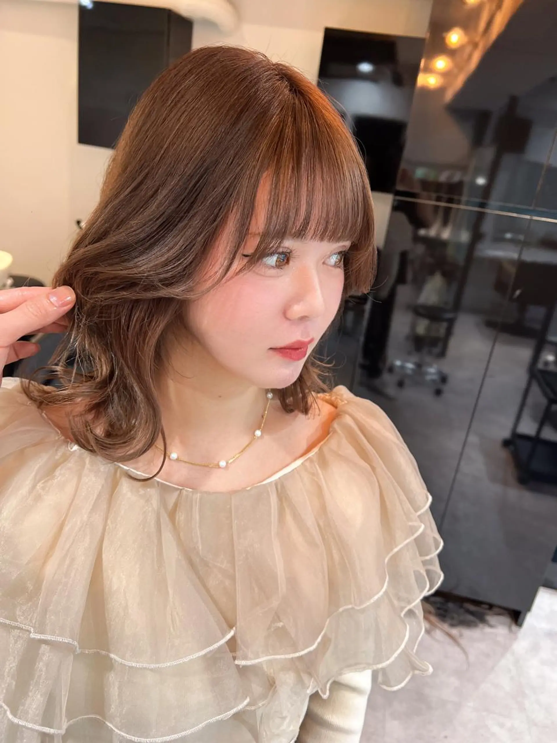 ミディアム カラー くびれヘア カット ヘアカラー PSY(サイ)所属・PSY(サイ)池袋 金田尚久🎨のヘアスタイル