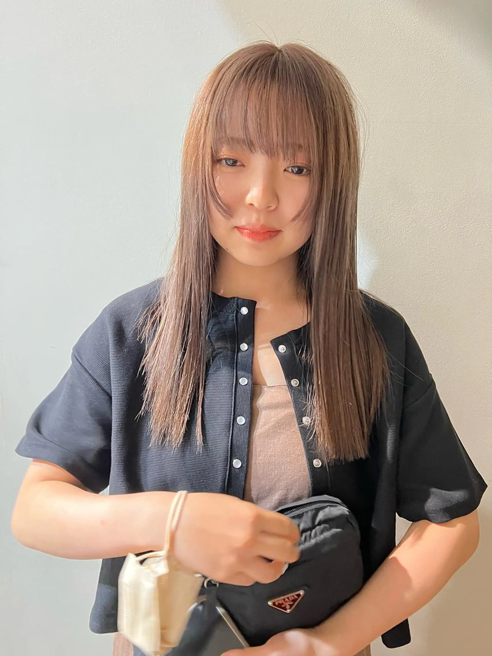 ロング 切りっぱなしボブ オレンジブラウン ピンクブラウン ボブ タナカ レイのヘアスタイル