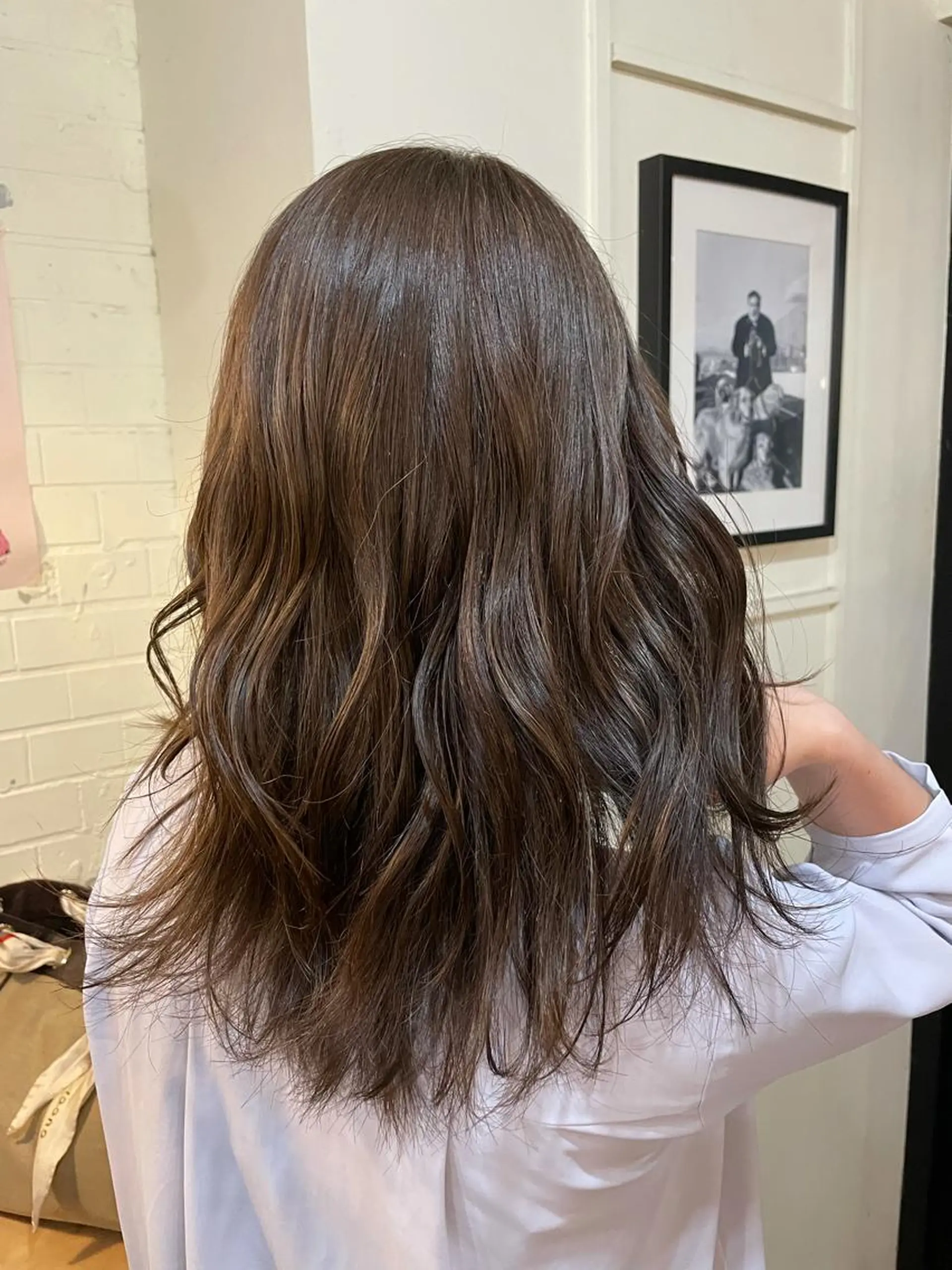 ミディアム カラー パーマ ベージュカラー ハイライトカラー 3Dハイライト ハイライト ヘアカラー ナガミネアリサ/ 学芸大学/海外ヘアのヘアスタイル