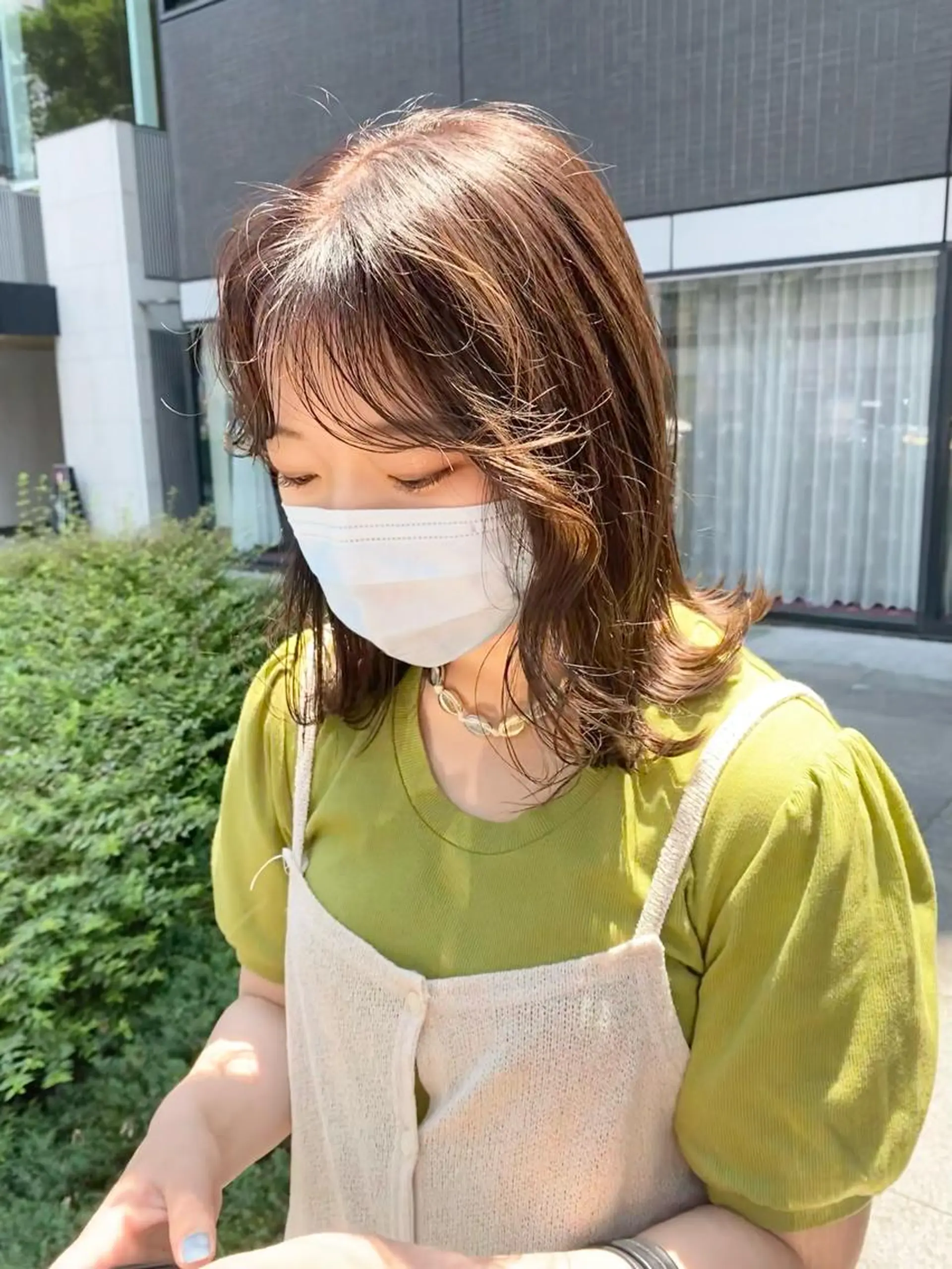 ミディアム デザインカラー/ボブ ブリーチカラー/ユリのヘアスタイル