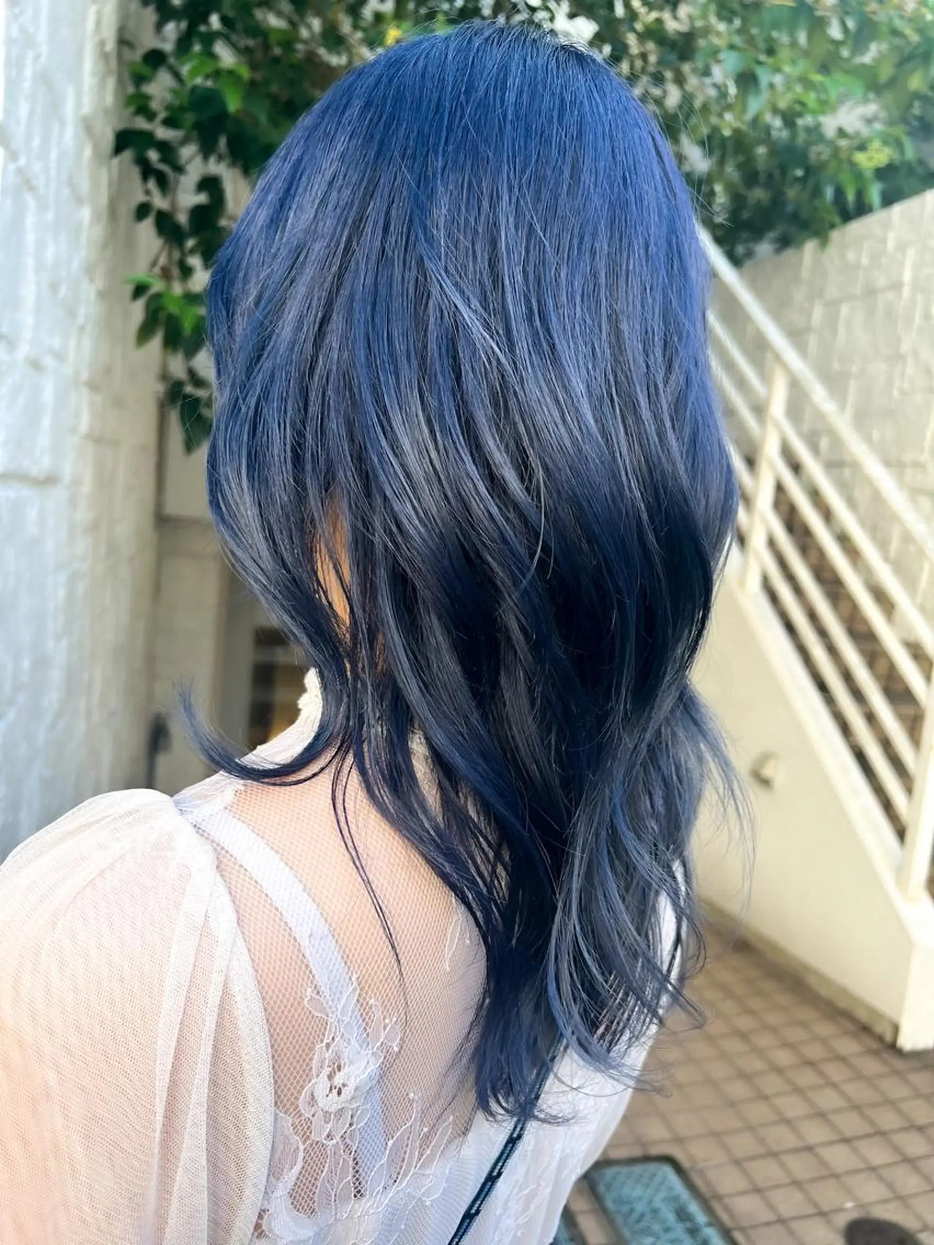 ロング カラー ブルーカラー ヘアカラー トリートメント ヘッドスパ ヘアセット 似合わせくすみカラー ‎/縮毛/川添桃花‎のヘアスタイル
