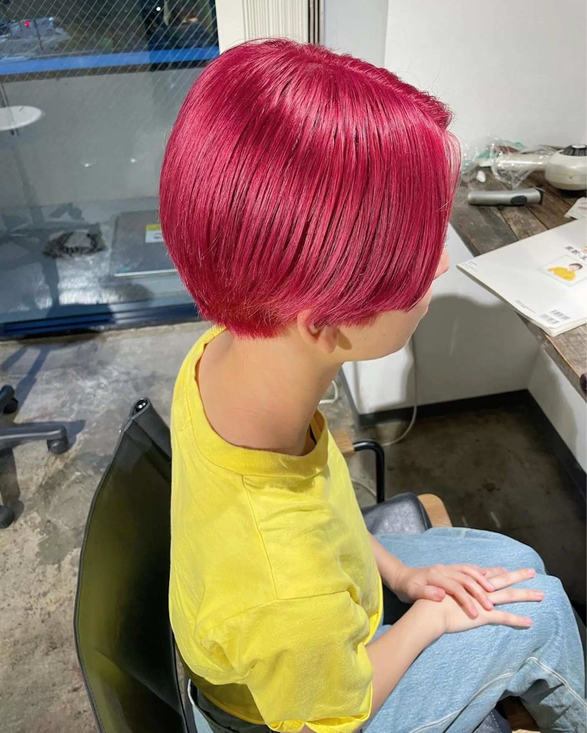 ショート カラー ハイトーンカラー レッドカラー カット ヘアカラー トリートメント ハイトーン/レイヤー /ケアブリーチ石川治のヘアスタイル