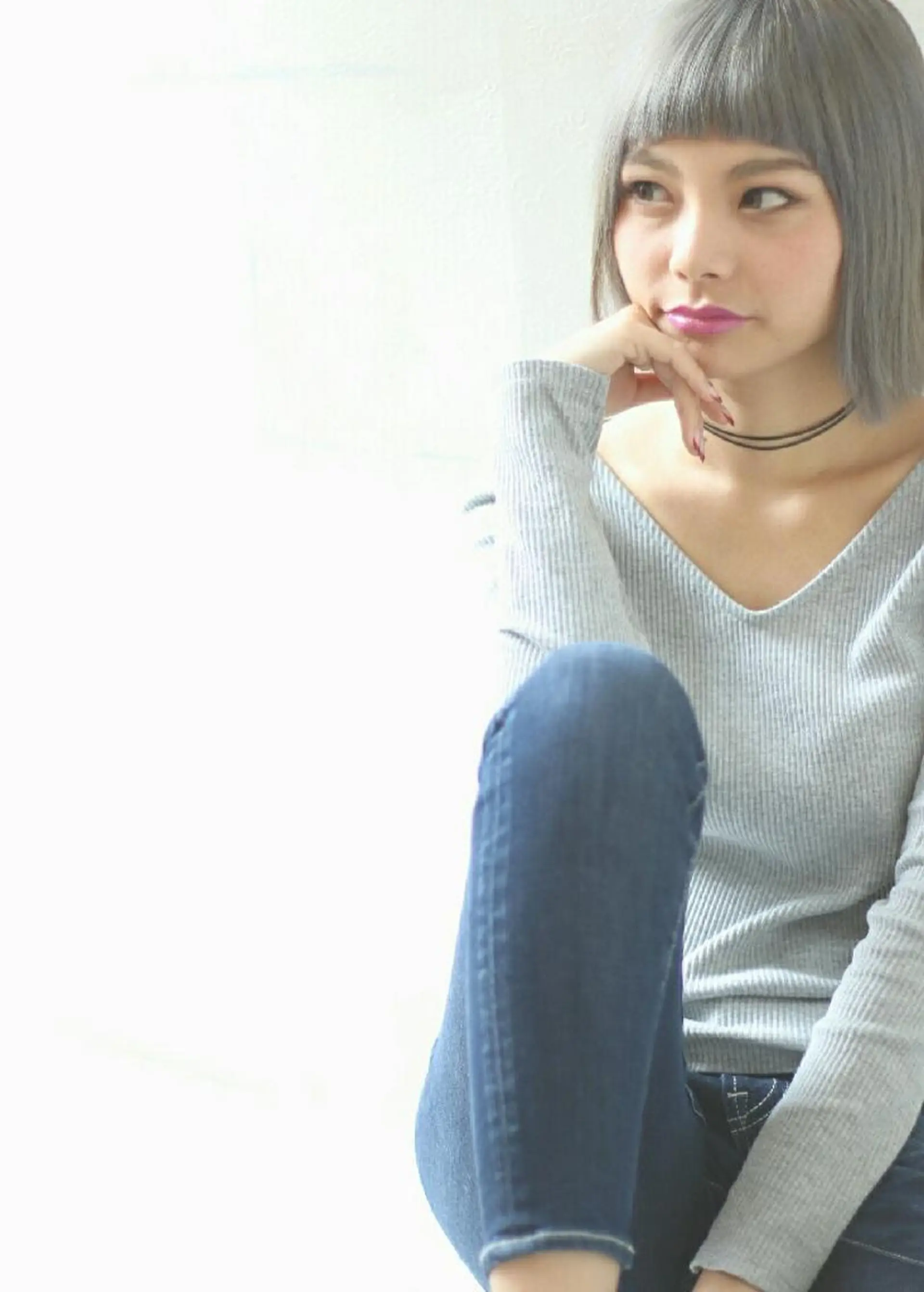 ミディアム ショート カラー シルバー 原木 康臣のヘアスタイル