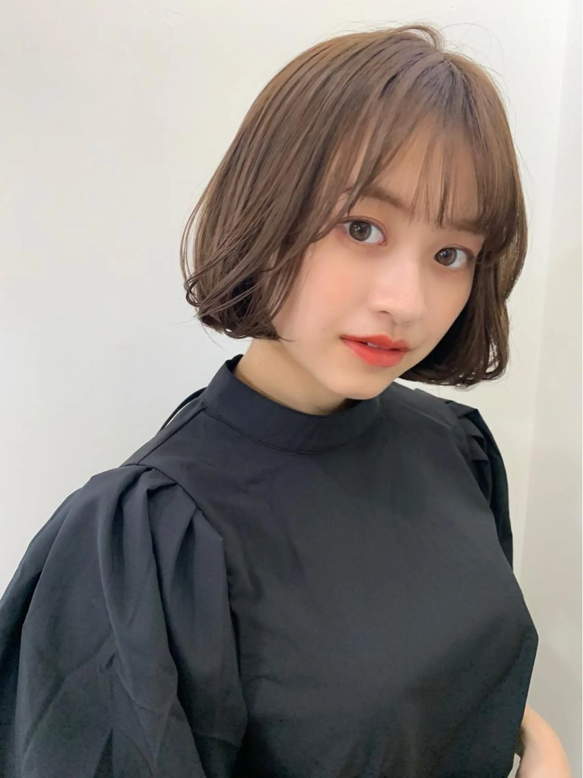 ショート カラー ベージュカラー ボブ 顔周りカット タンバルモリ 韓国風ヘア HARUKA ♡モデル募集中♡のヘアスタイル