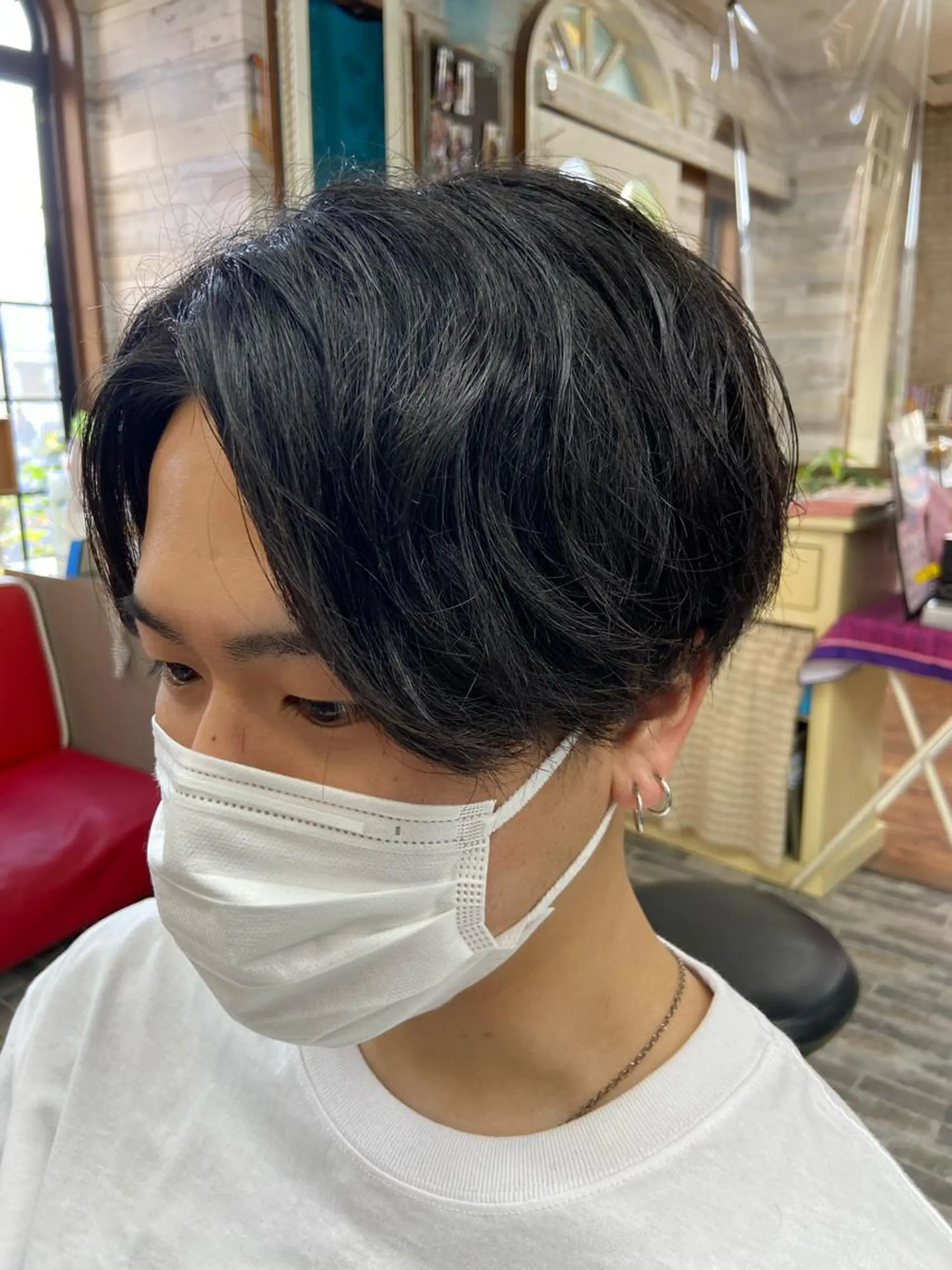 ミディアム メンズ センターパート カット トリートメント 大坪 拓斗のヘアスタイル