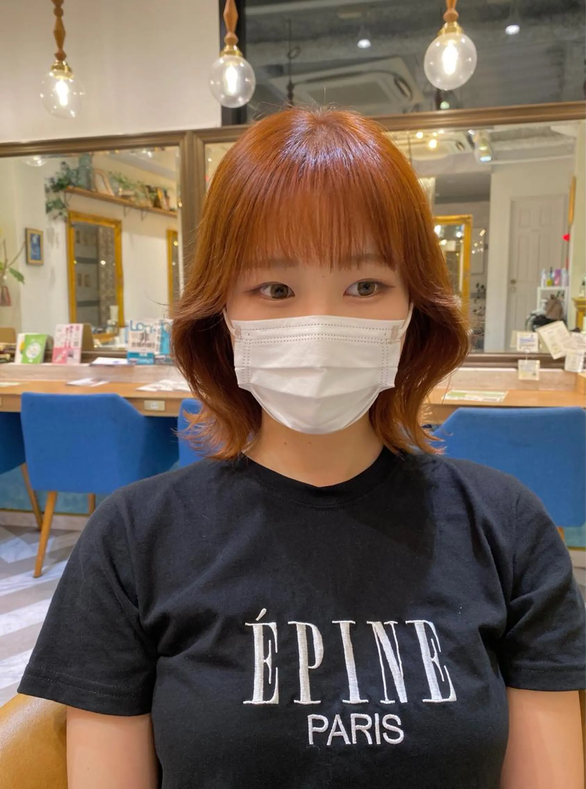 ミディアム カラー オレンジ レイヤーと顔まわり 大好き❣️関口拓馬のヘアスタイル