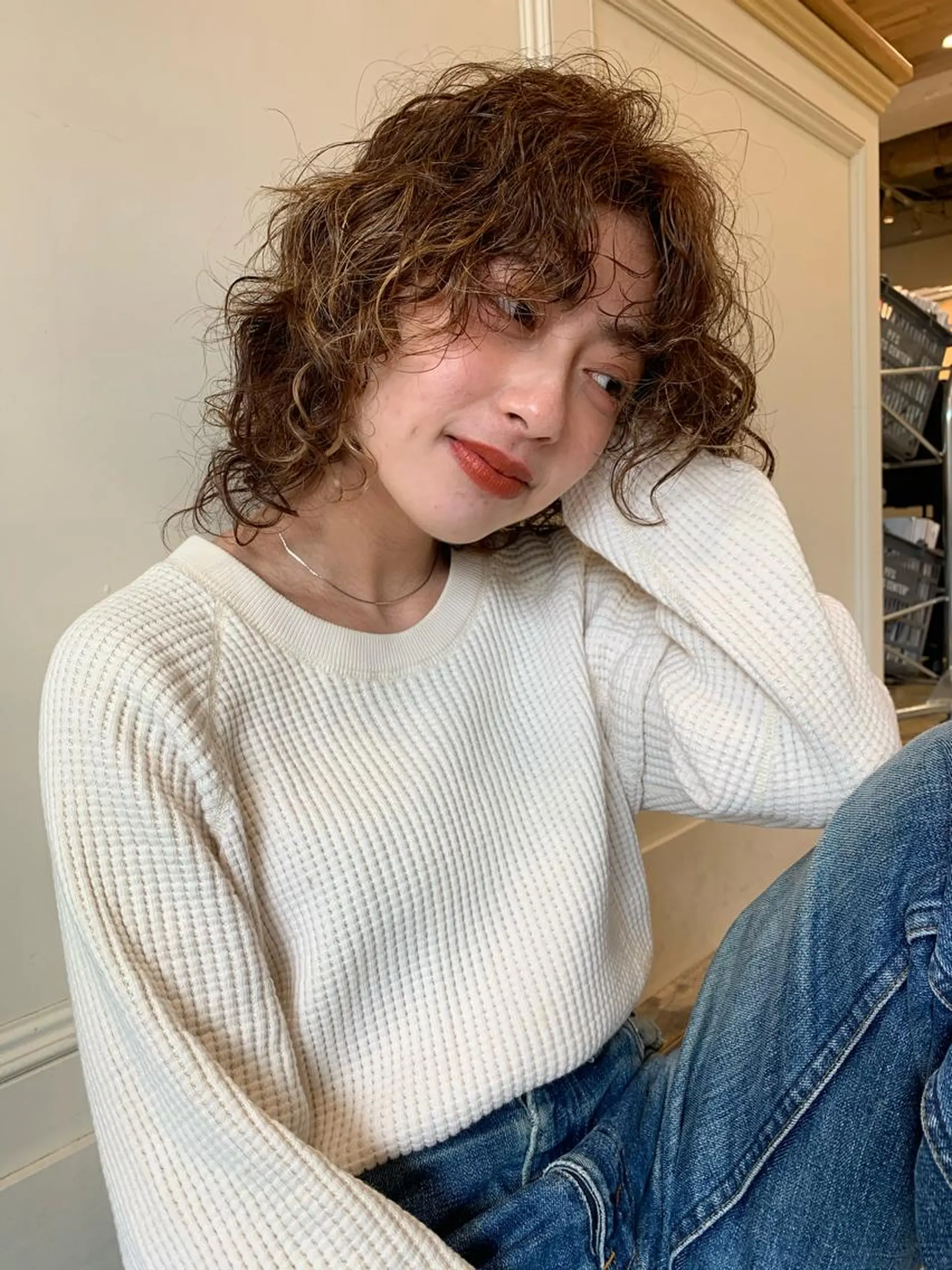 ミディアム パーマ カット くせっ毛カット タツヤのヘアスタイル