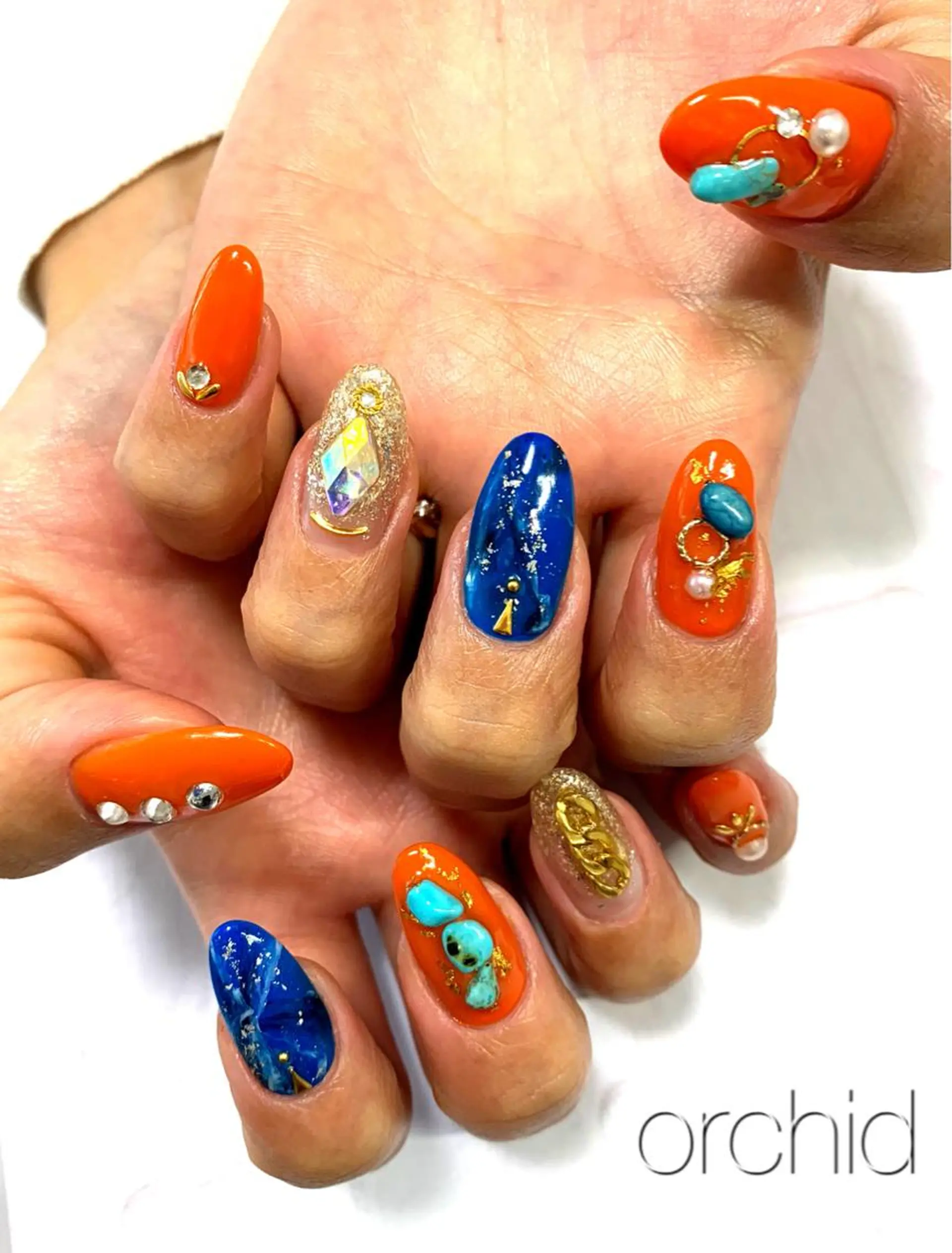 ロング ネイル スカルプネイル orchid ♡オーキッドのネイルデザイン