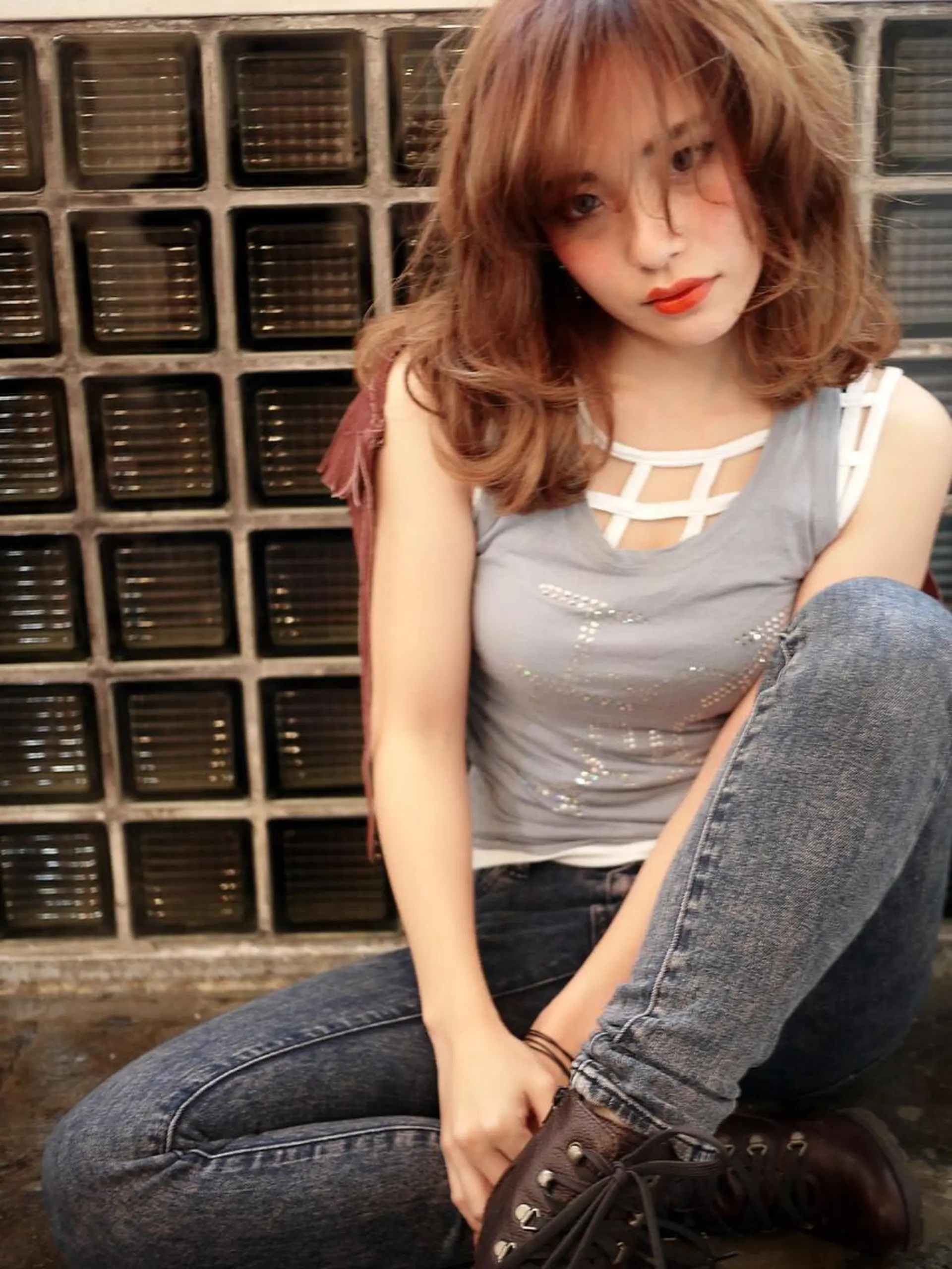 ミディアム セミロング ロング カラー 髪質改善 ami byAbsoのヘアスタイル