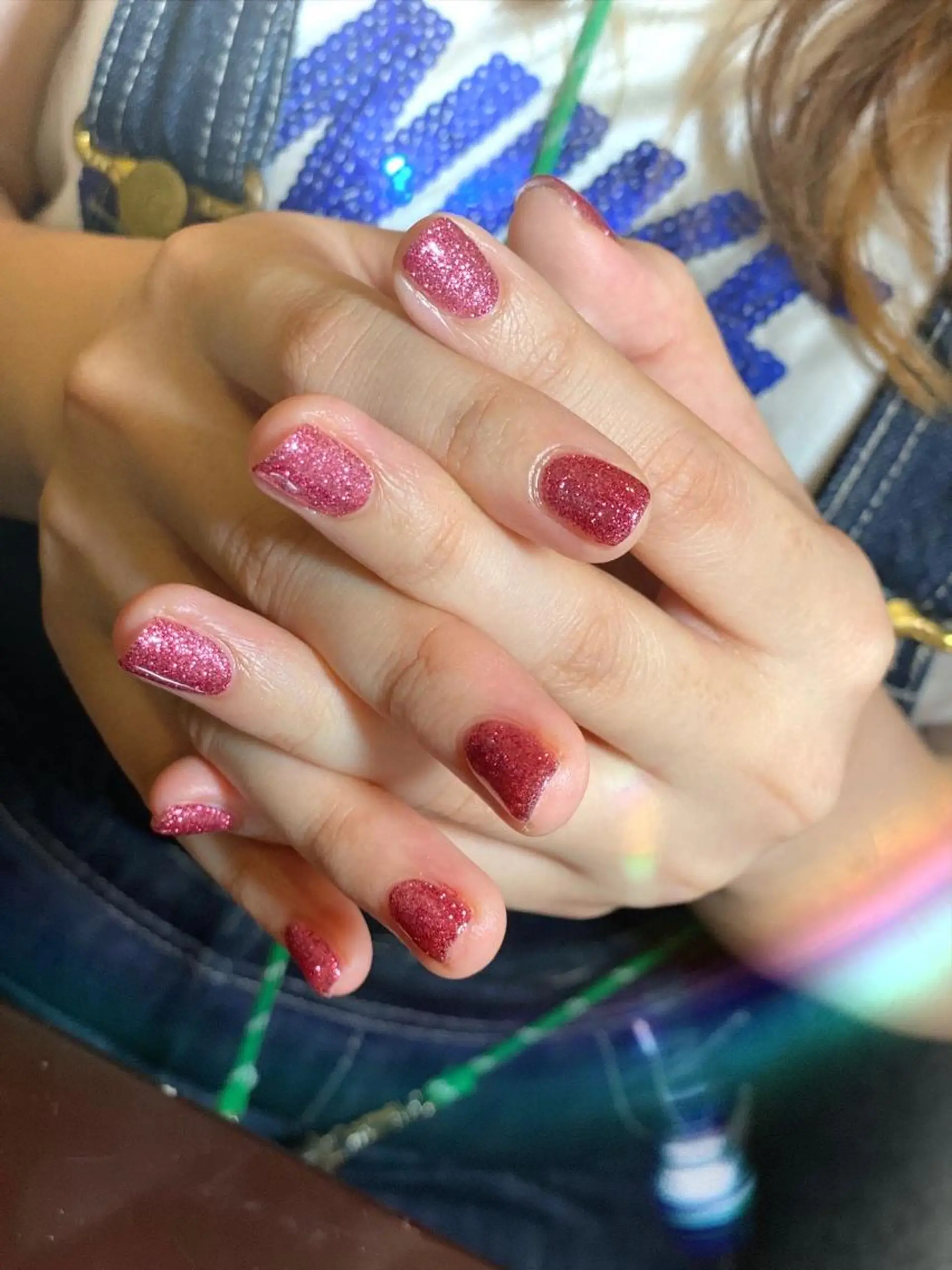ネイル ラメ(グリッター) ピンク Blue daisy 栄本店のネイルデザイン