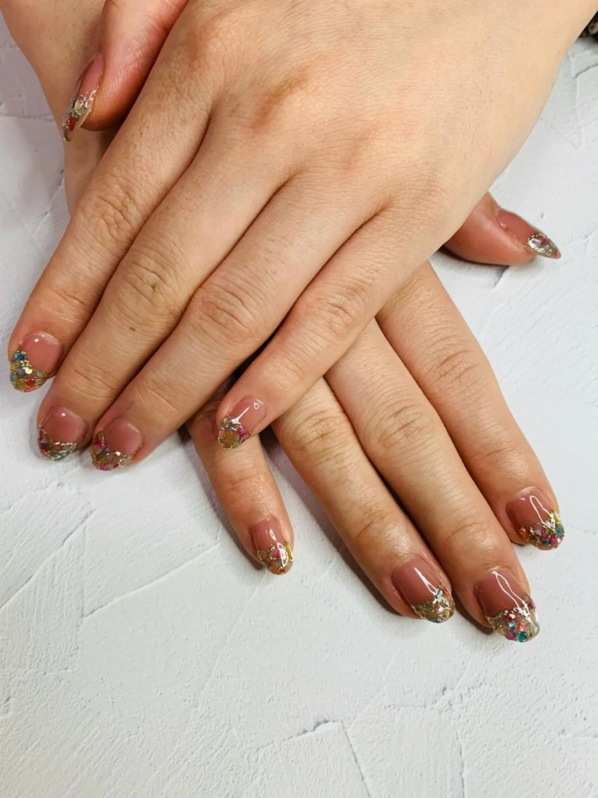 ネイル ゴールド キラキラネイル ピンク パープル ハンドネイル noheanail YONEDAのネイルデザイン