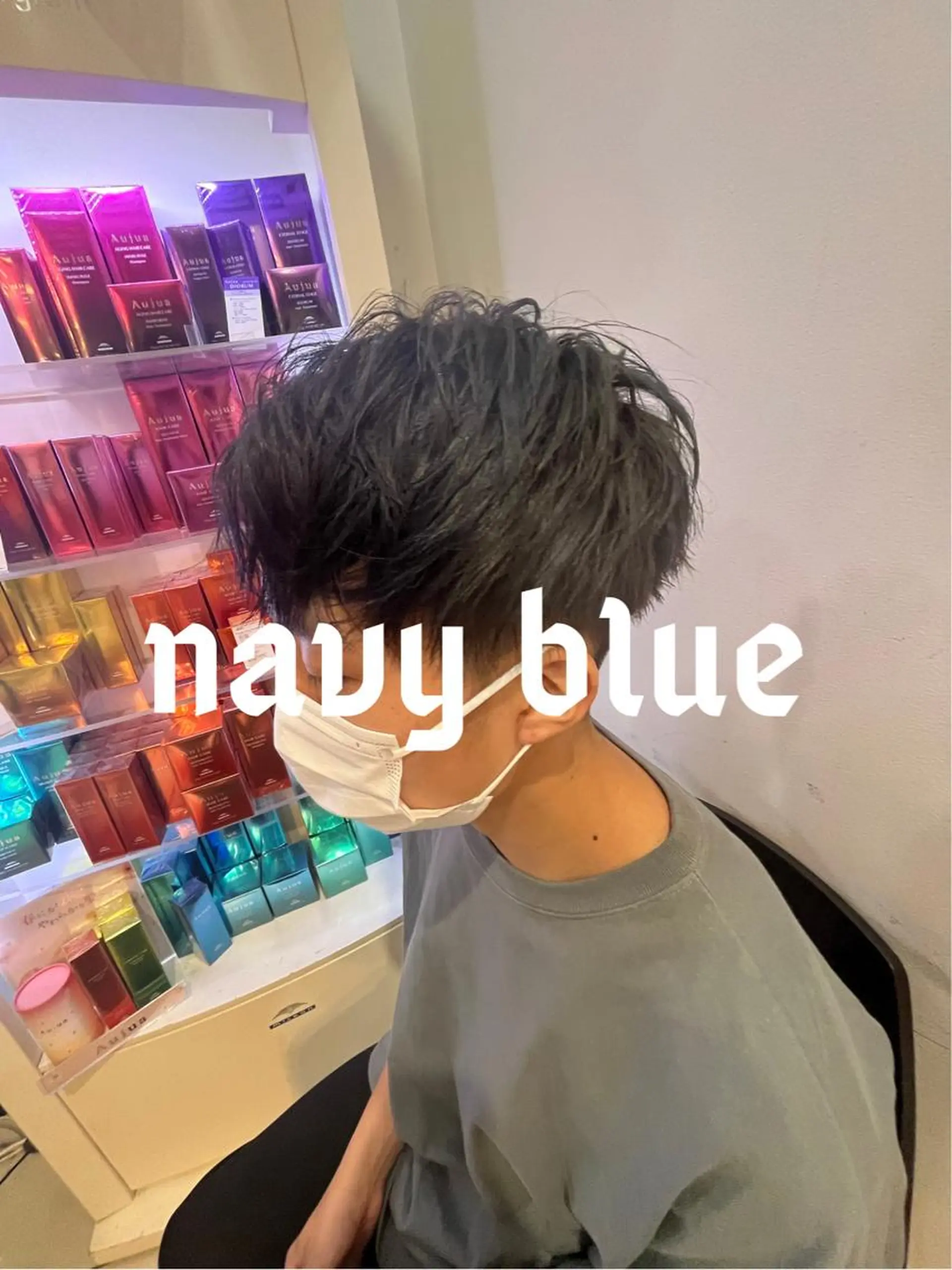 ショート カラー メンズ ベージュカラー ネイビーカラー ヘアカラー 🥇メンズパーマ /縮毛矯正/木村神心のヘアスタイル