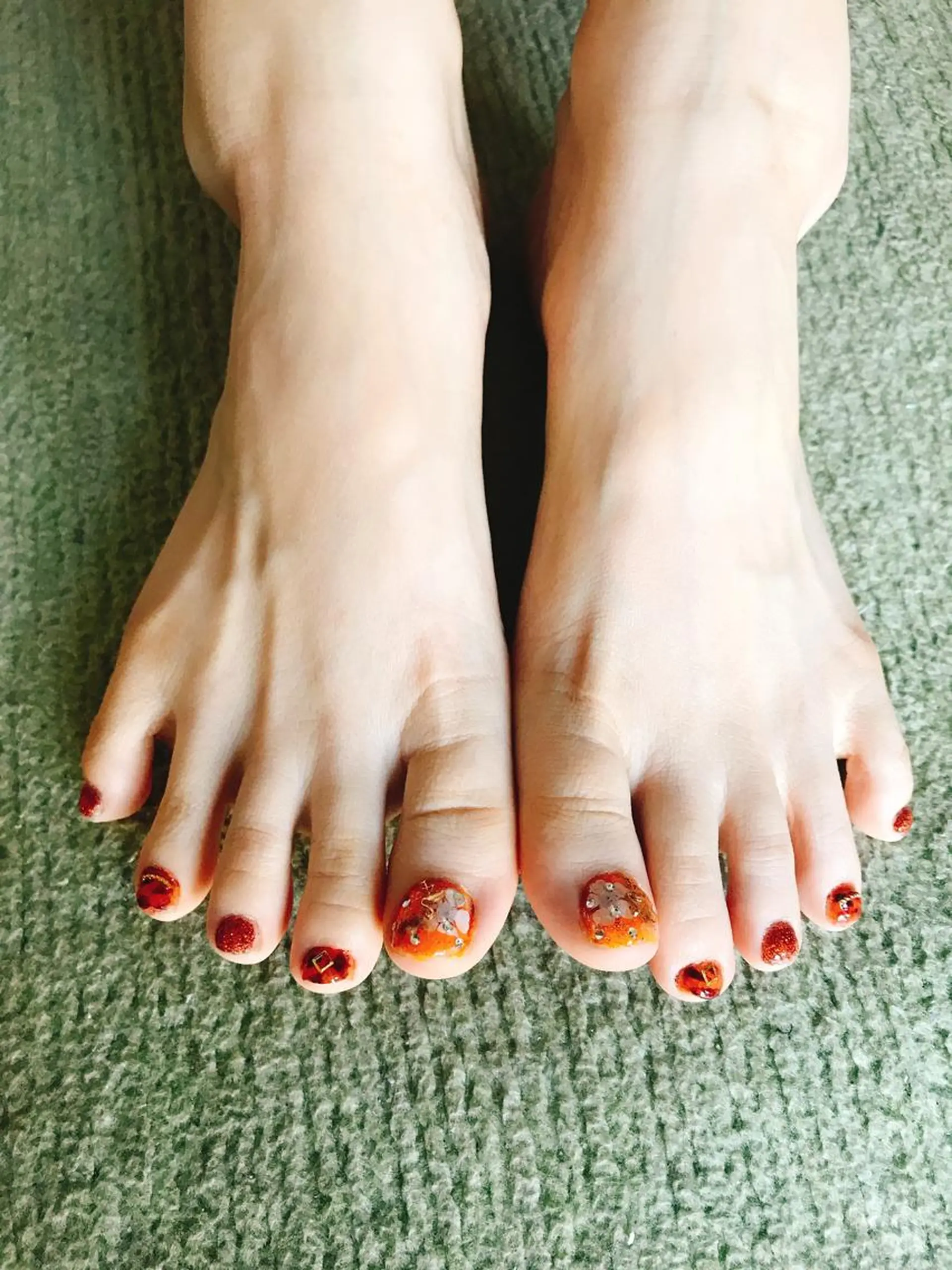 ネイル べっ甲ネイル オレンジ 太田 あきなのネイルデザイン