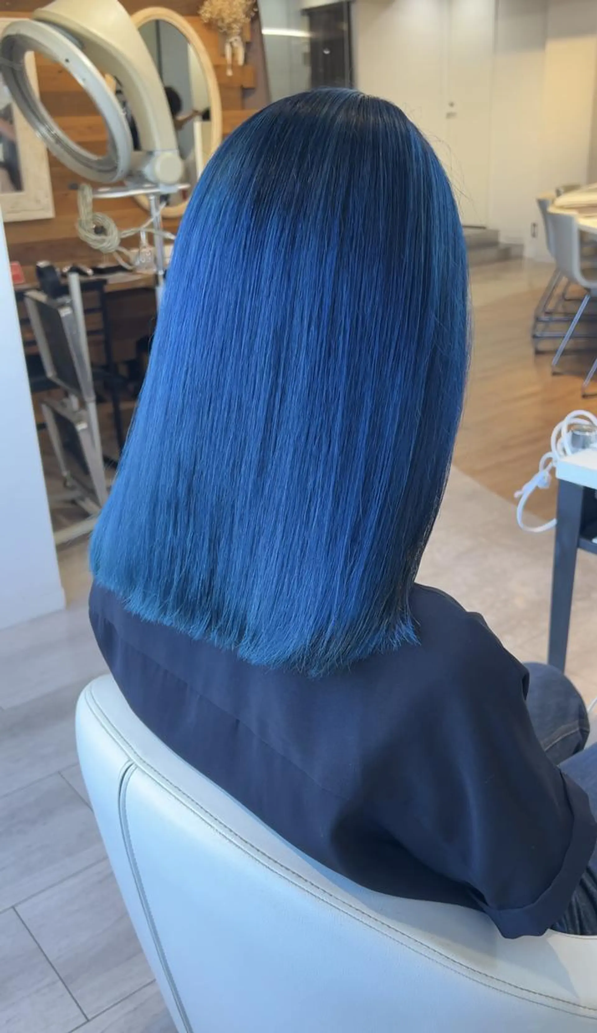 セミロング カラー ブリーチ ブルーカラー ケアブリーチ ネイビーカラー メンズパーマ/ メンズカット/タクヤのヘアスタイル