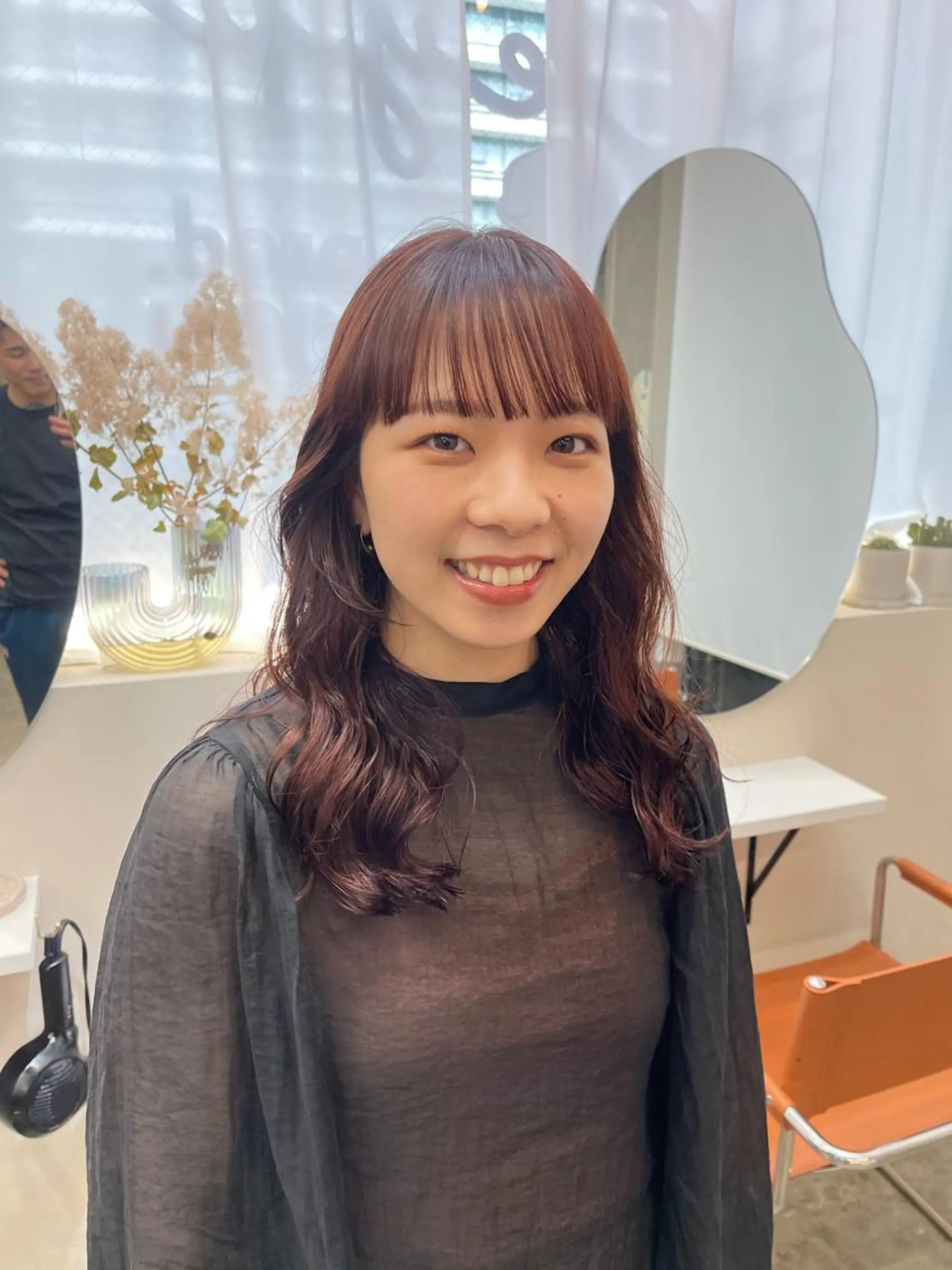 セミロング カラー パーマ セミロングパーマ ラベンダーカラー ピンクカラー ピンクラベンダー カット ヘアカラー パーマ Peyp所属・早瀬裕之 パーマのヘアスタイル