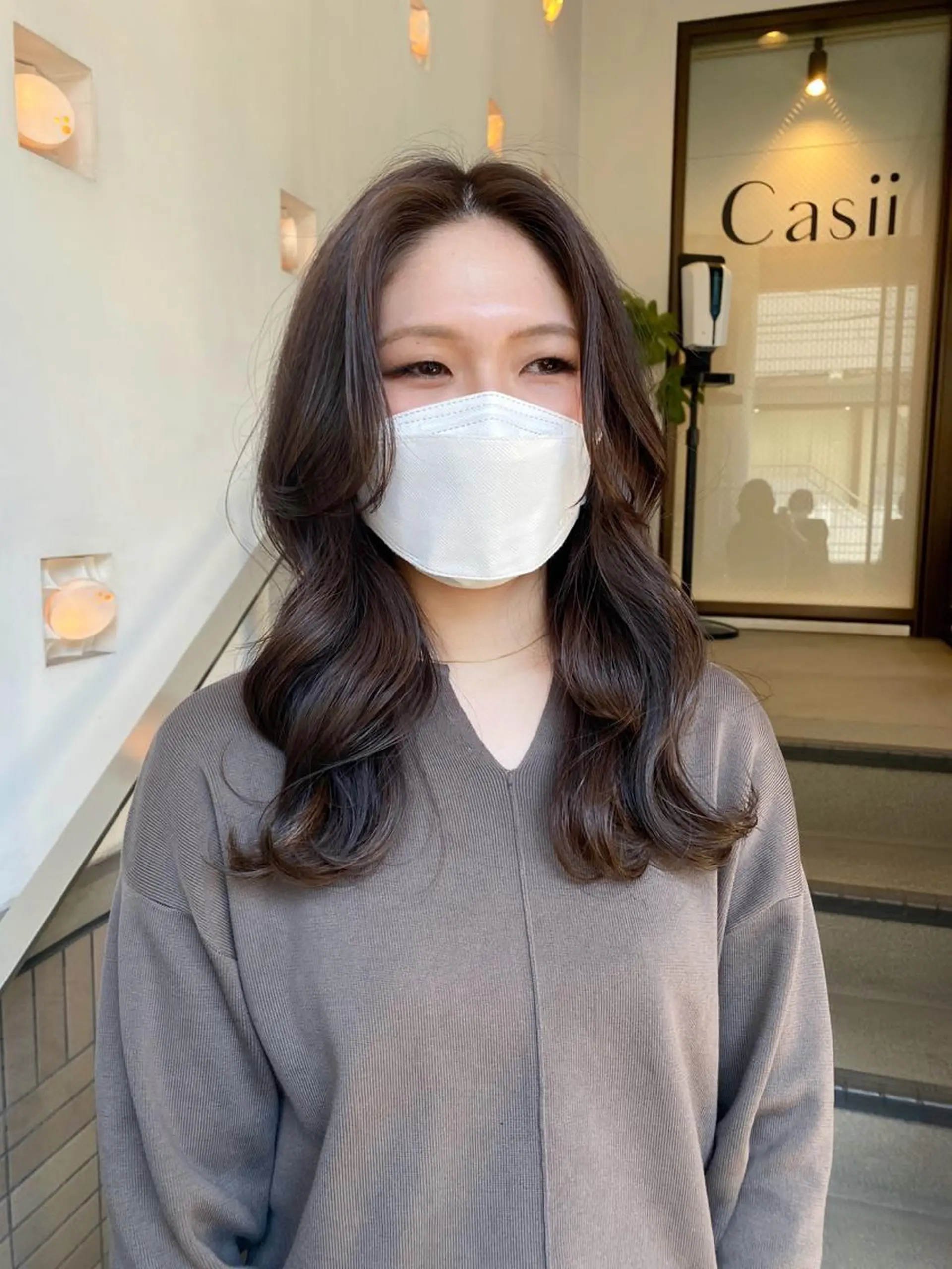 セミロング カラー ヘアアレンジ グレージュ カット ヘアカラー トリートメント ナカジマ ボブ/レイヤーのヘアスタイル
