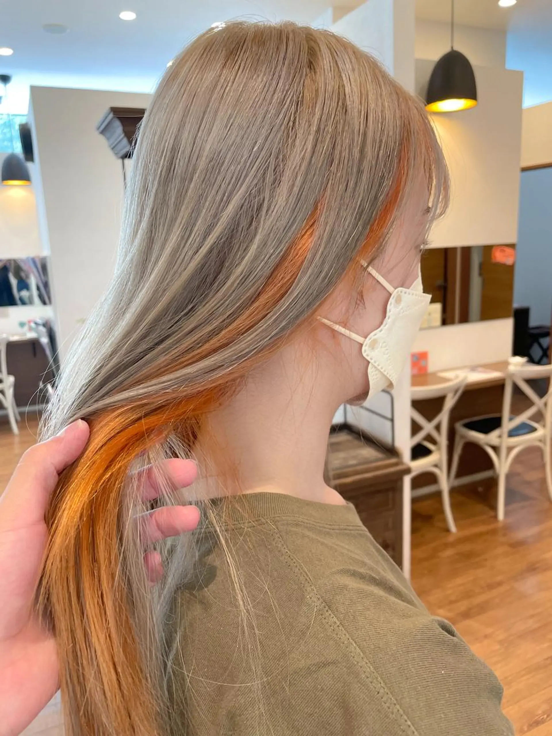 ロング カラー ベージュカラー オレンジ ホワイトベージュ 髪質改善/ブリーチ 田代 龍我のヘアスタイル
