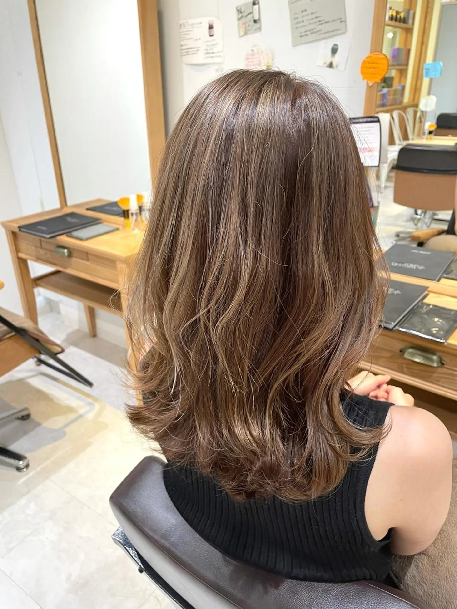 セミロング カラー 縮毛矯正 トリートメント 心斎橋/ブリーチなし 髪質改善/レイヤーのヘアスタイル