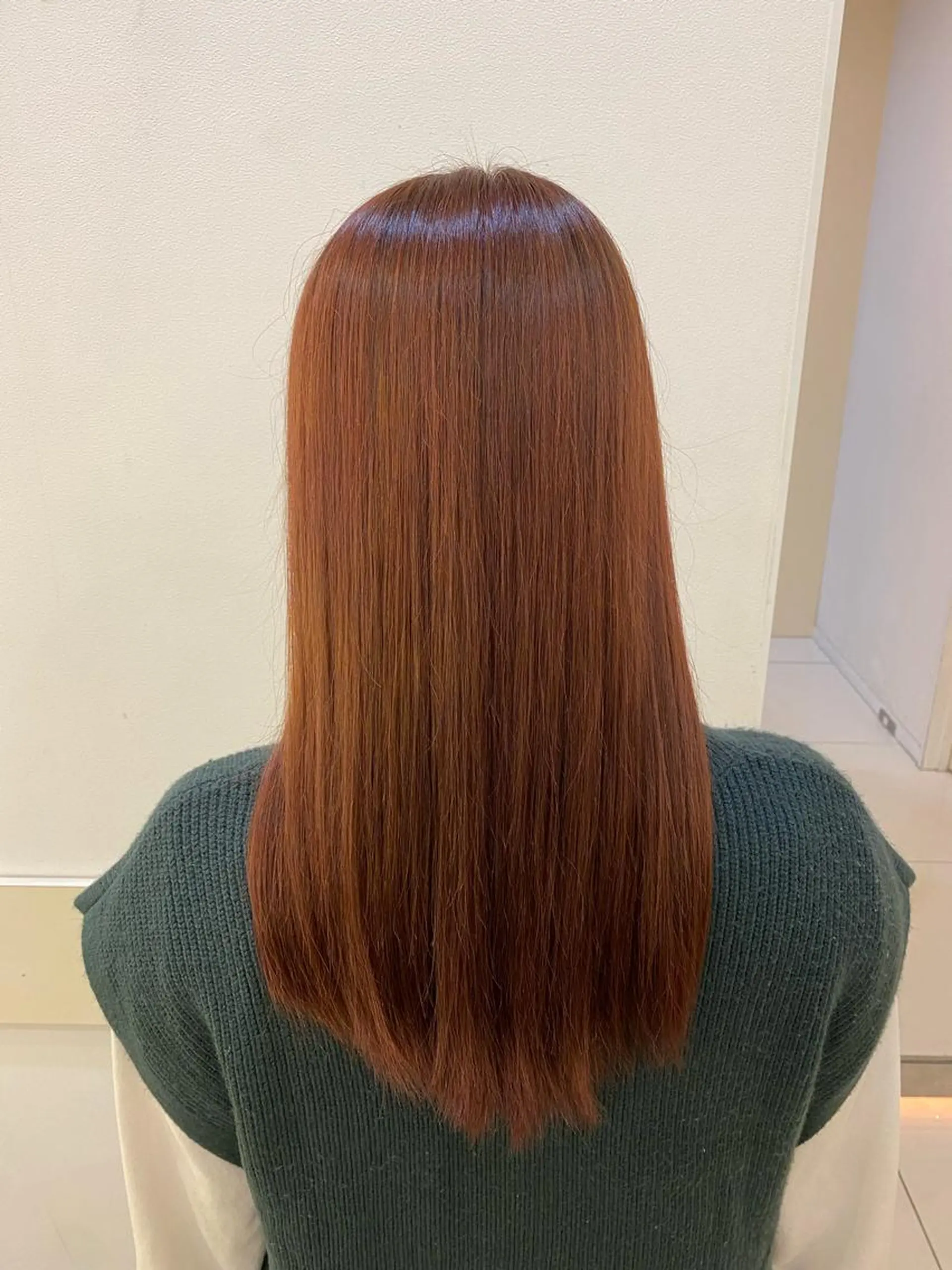 ロング カット 縮毛矯正 たけだゆめ ダブルカラーのヘアスタイル